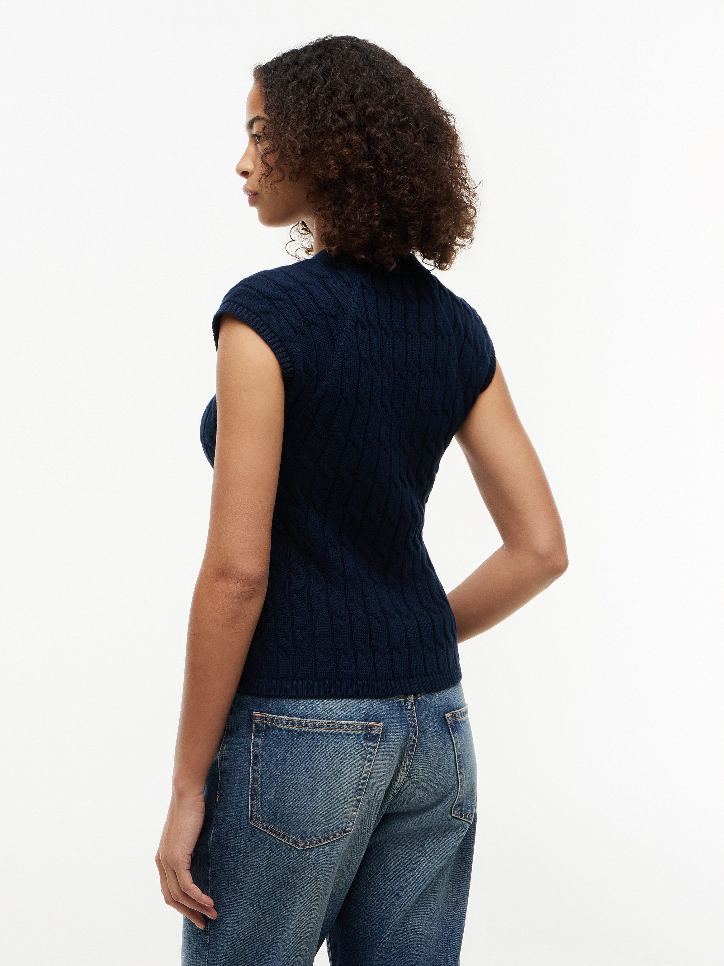 Tommy Hilfiger Strickweste MID GG CABLE VEST CARDI Baumwolle, mit Zopfstrickmuster