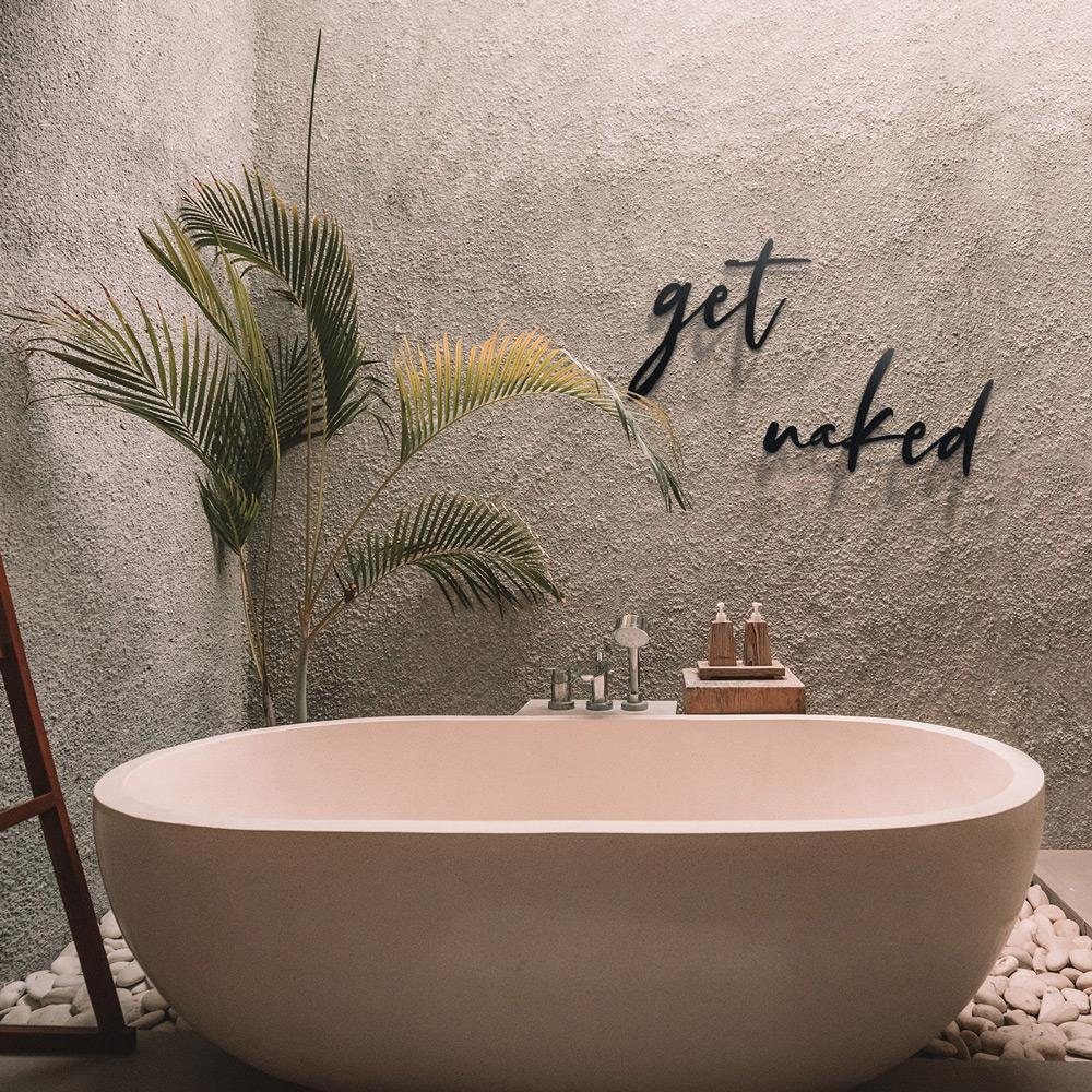 Hoagard Metall Wandspruch 'get naked' Schriftzug Wandbild Badezimmer Schlafzimmer schwarz Metall, Spruch Wanddeko Badezimmer Schlafzimmer Türschild Geschenk Einzug