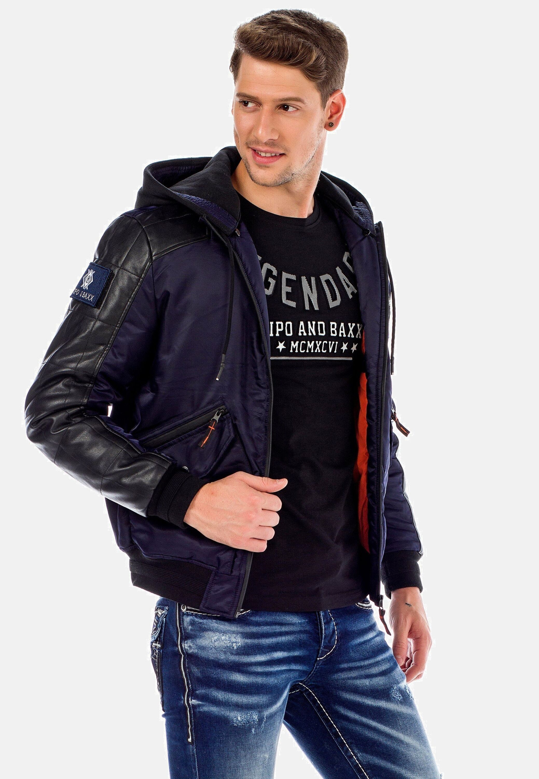 Cipo & Baxx Bomberjacke Jacke mit abnehmbarer Kapuze, CM-134