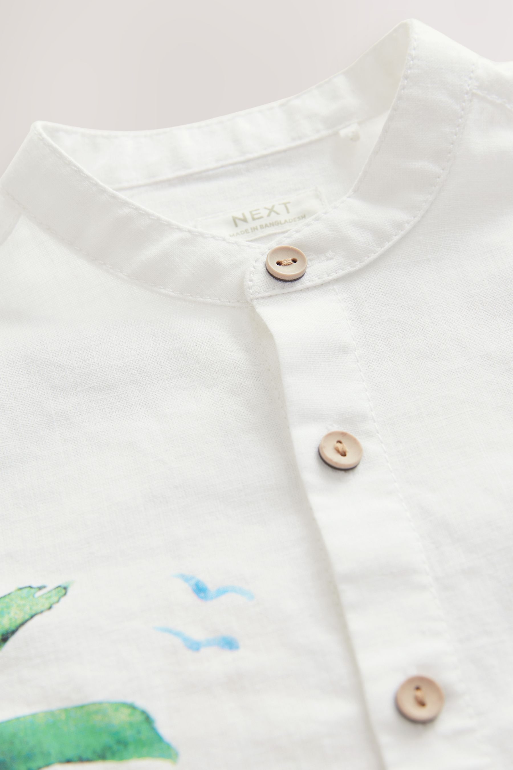 Next Kurzarmhemd Kurzarmhemd mit Grandad-Kragen und Print (1-tlg)