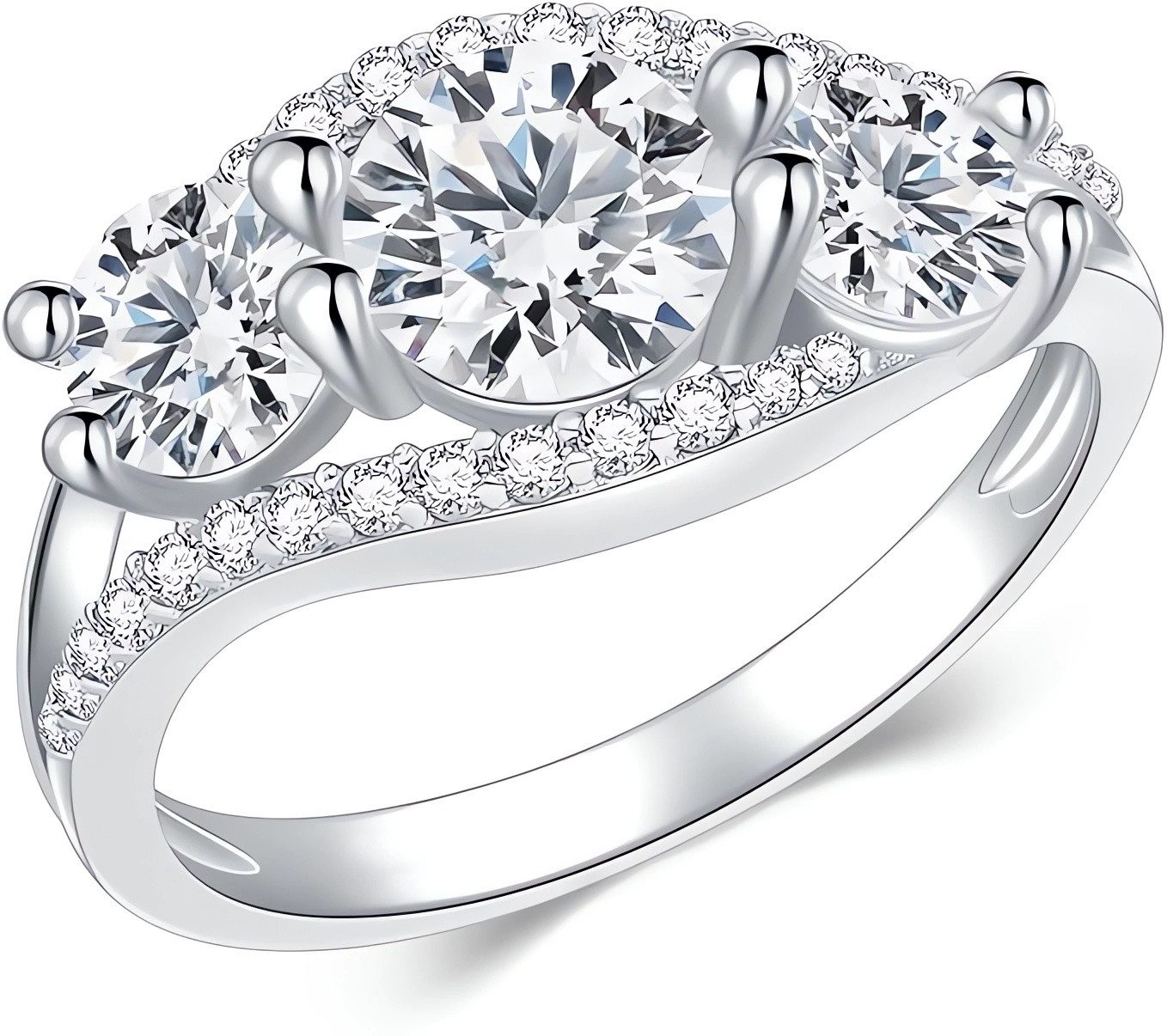 Jumpeak Diamantring Ring Damen 2ct 14K Gold E VVS2 3EX RundSchliff Diamantring, Lab Grown Diamant Ring, Mit IGI-Zertifikat, Schwester Geschenk