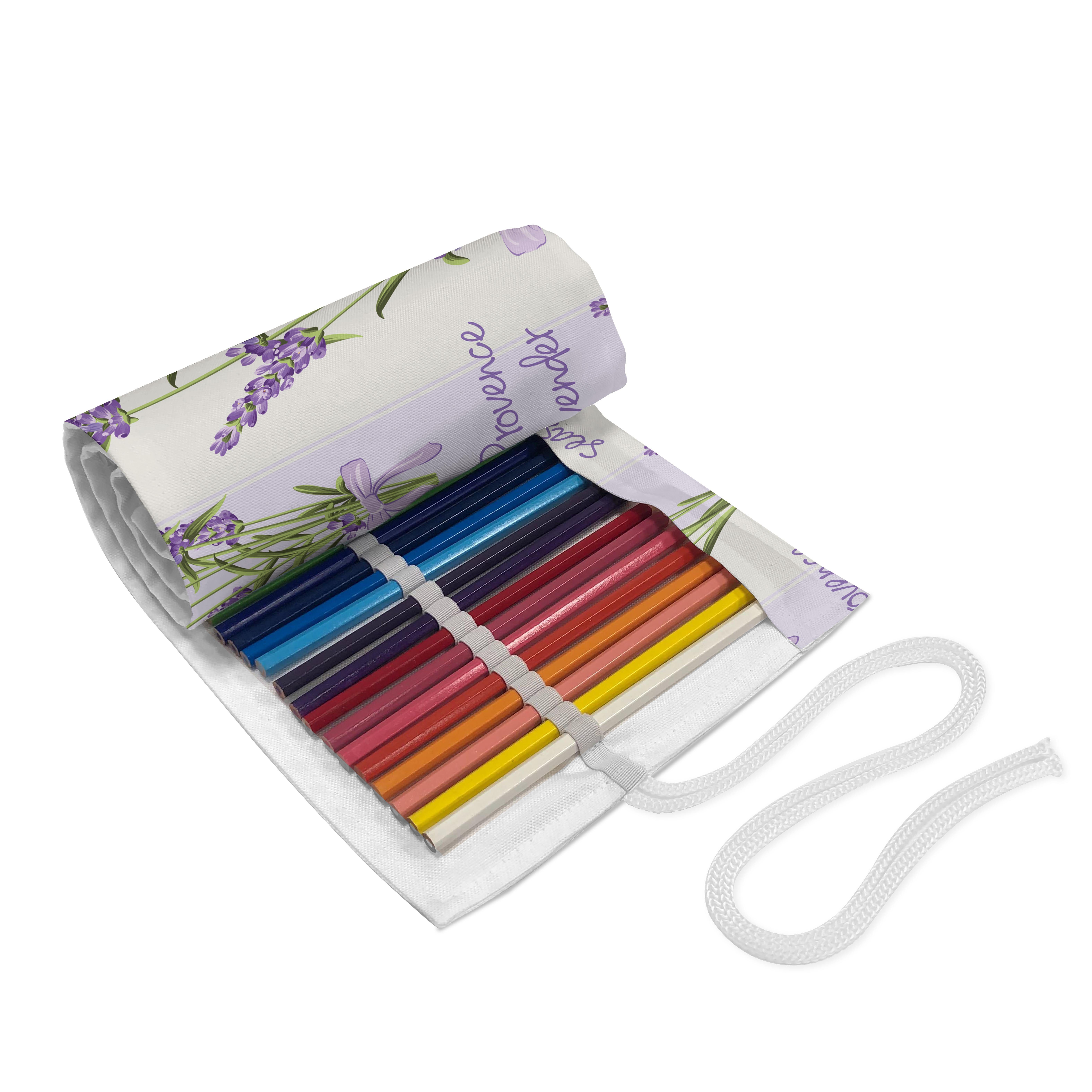 Abakuhaus Federmäppchen langlebig Stiftablage Streifen und Organizer, Blumen und Segeltuch tragbar Lavendel Lila