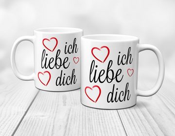 TASSENKING Tasse, Ich liebe Dich ! (mit 3 Herzen)