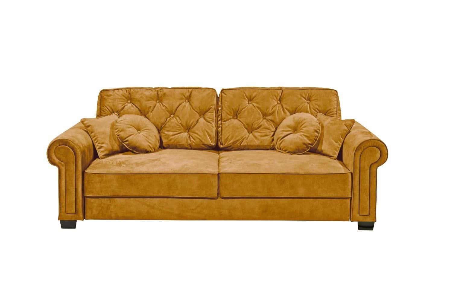 ED EXCITING DESIGN Schlafsofa Colonia 2er Sitzer mit Schlaffunktion, Samthaptik, Schlaffunktion, Bettkasten, Zierkissen, Mikrofaser mit Samthaptik