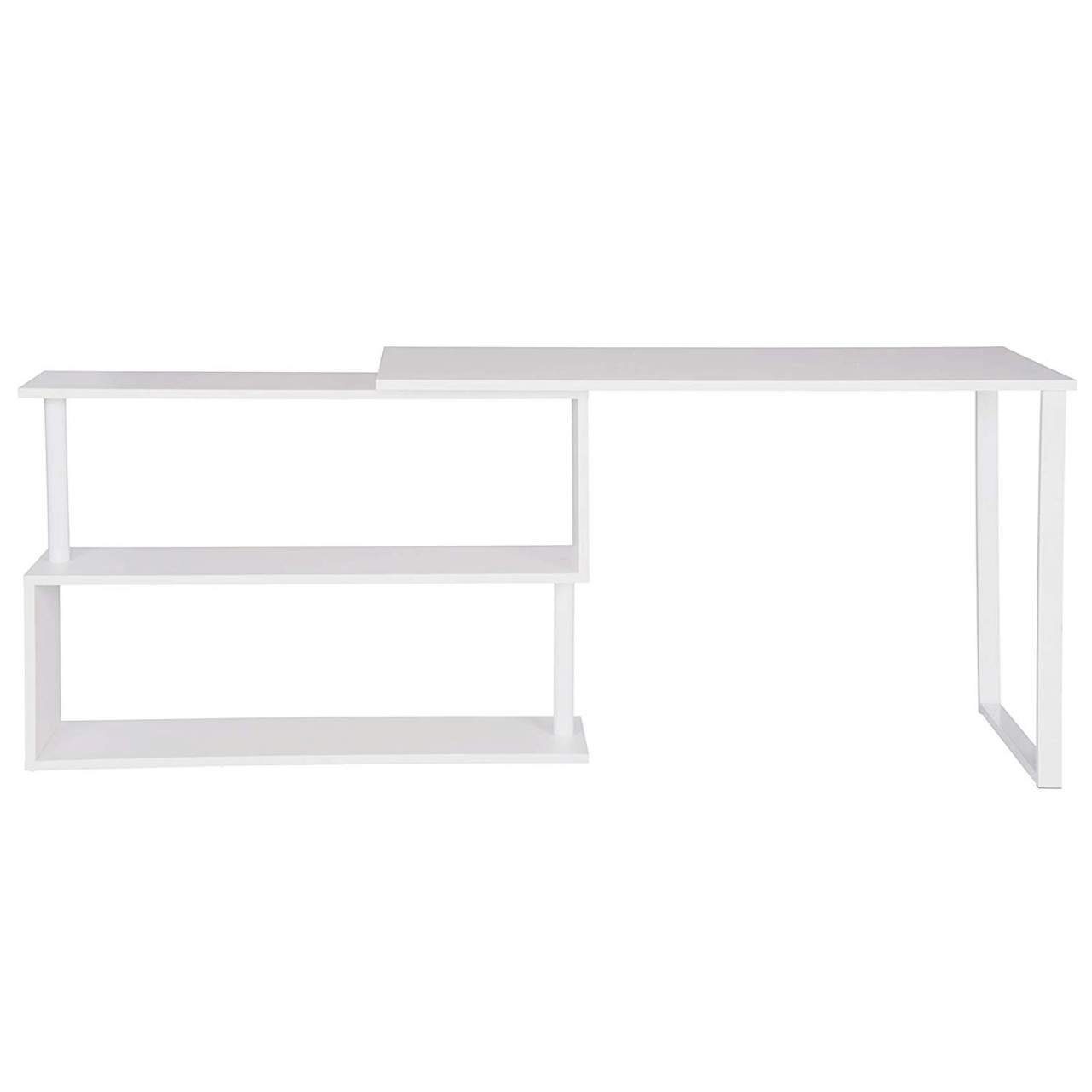 | MDF Weiß Schreibtisch Weiß Woltu Ablagen, Bürotisch (1-St), mit 120x100x74cm(BxTxH),