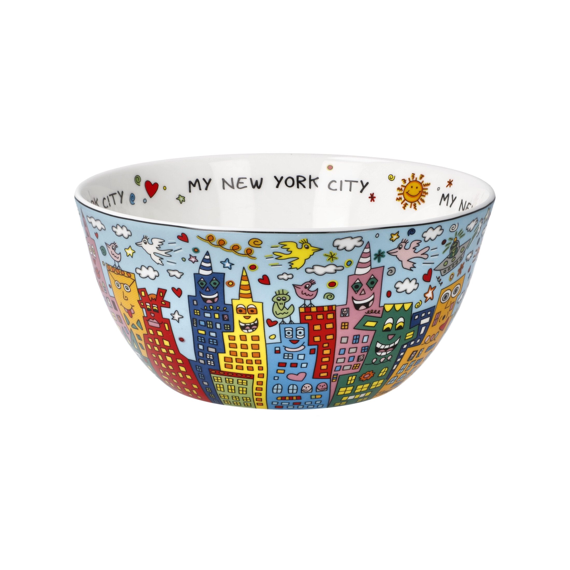 Goebel Müslischüssel James Rizzi, Porzellan, Spülmaschinengeeignet, Mehrfarbig, New York City Day, H: 7cm