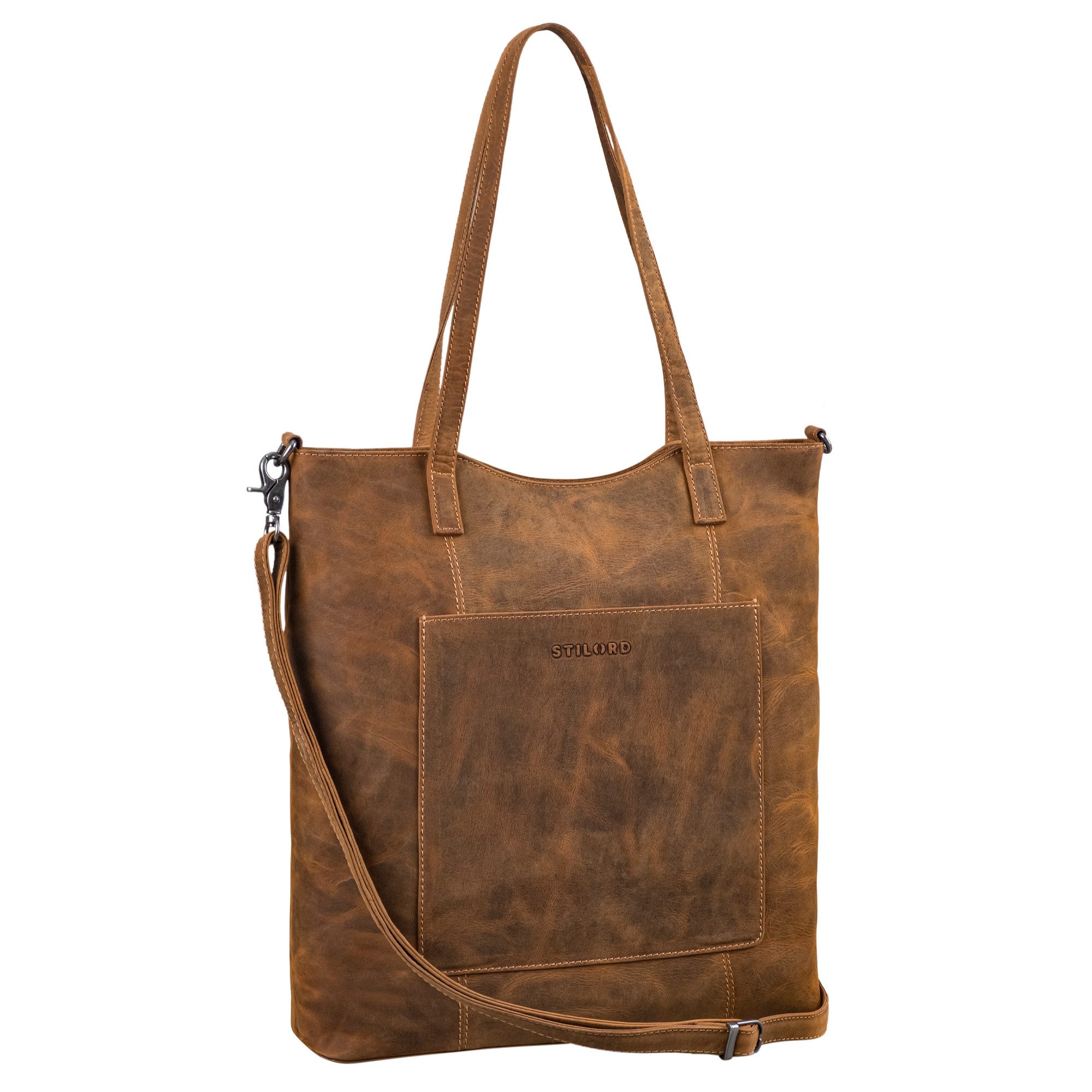 STILORD Handtasche "Trixie" XL Shopper Leder Damen mit Schultergurt für 16 Zoll Laptop