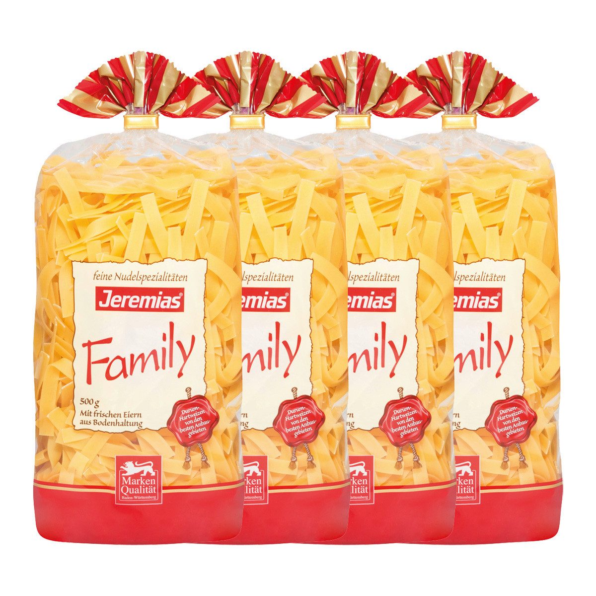 Jeremias Nudeln, Jeremias Family Bandnudeln 8 mm mit frischen Eiern 500g 4er Pack
