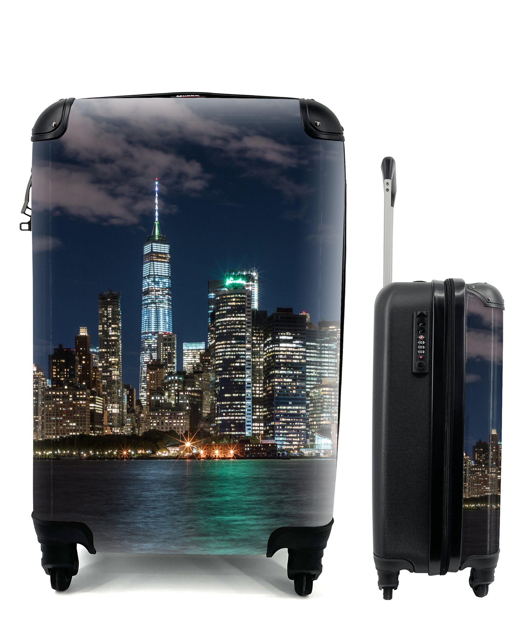 MuchoWow Handgepäckkoffer New York - Skyline, 4 Rollen, Reisetasche mit rollen, Handgepäck für Ferien, Trolley, Reisekoffer