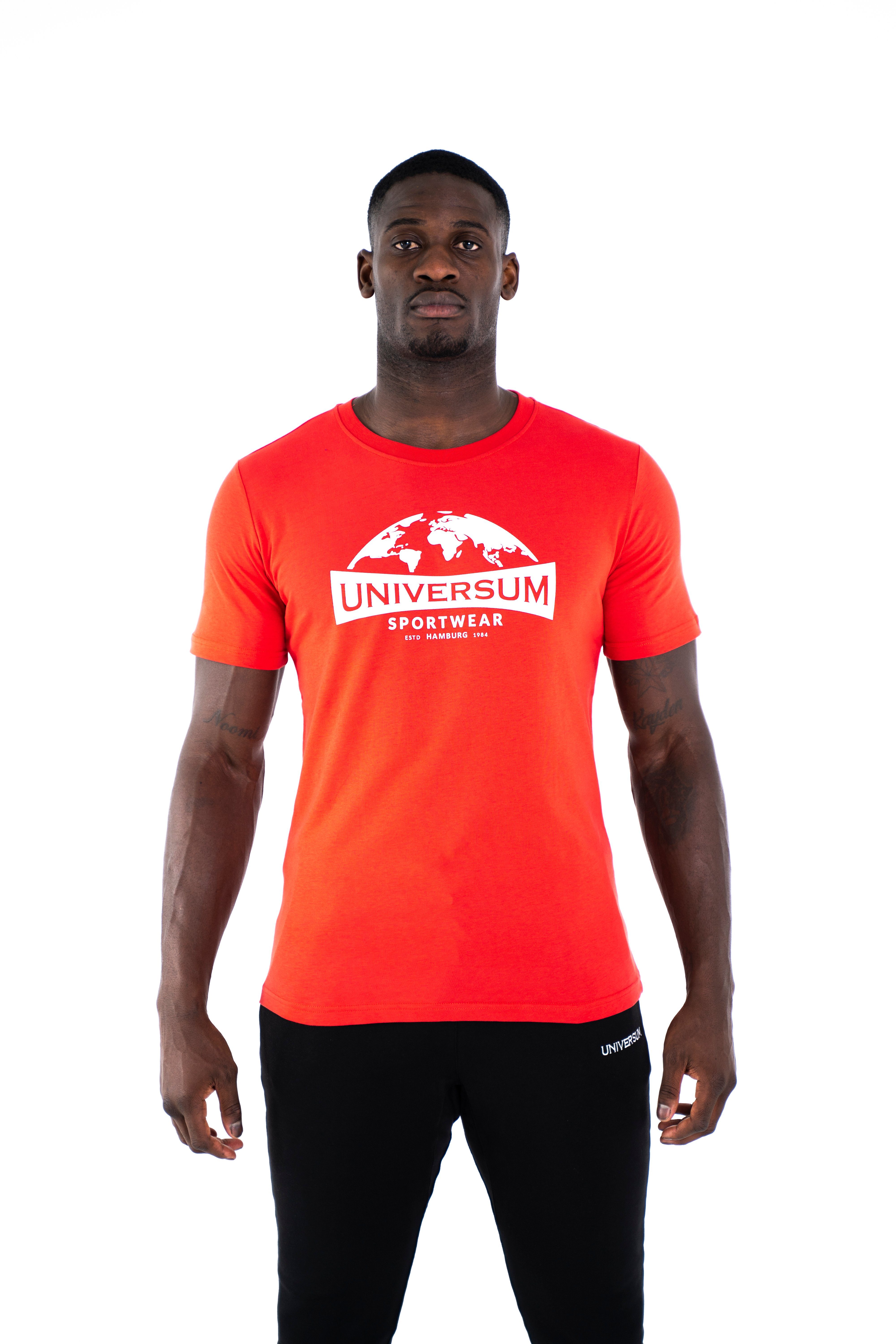 Modern Universum Rundhalsausschnitt, C-Neck Baumwoll rot Cotton Sportwear 100% T-Shirt Shirt
