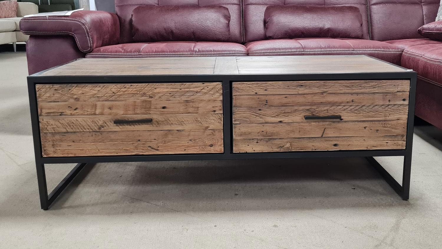 MCA living Couchtisch Couchtisch Baldwin Kiefer Massivholz Vintage braun 120x60cm