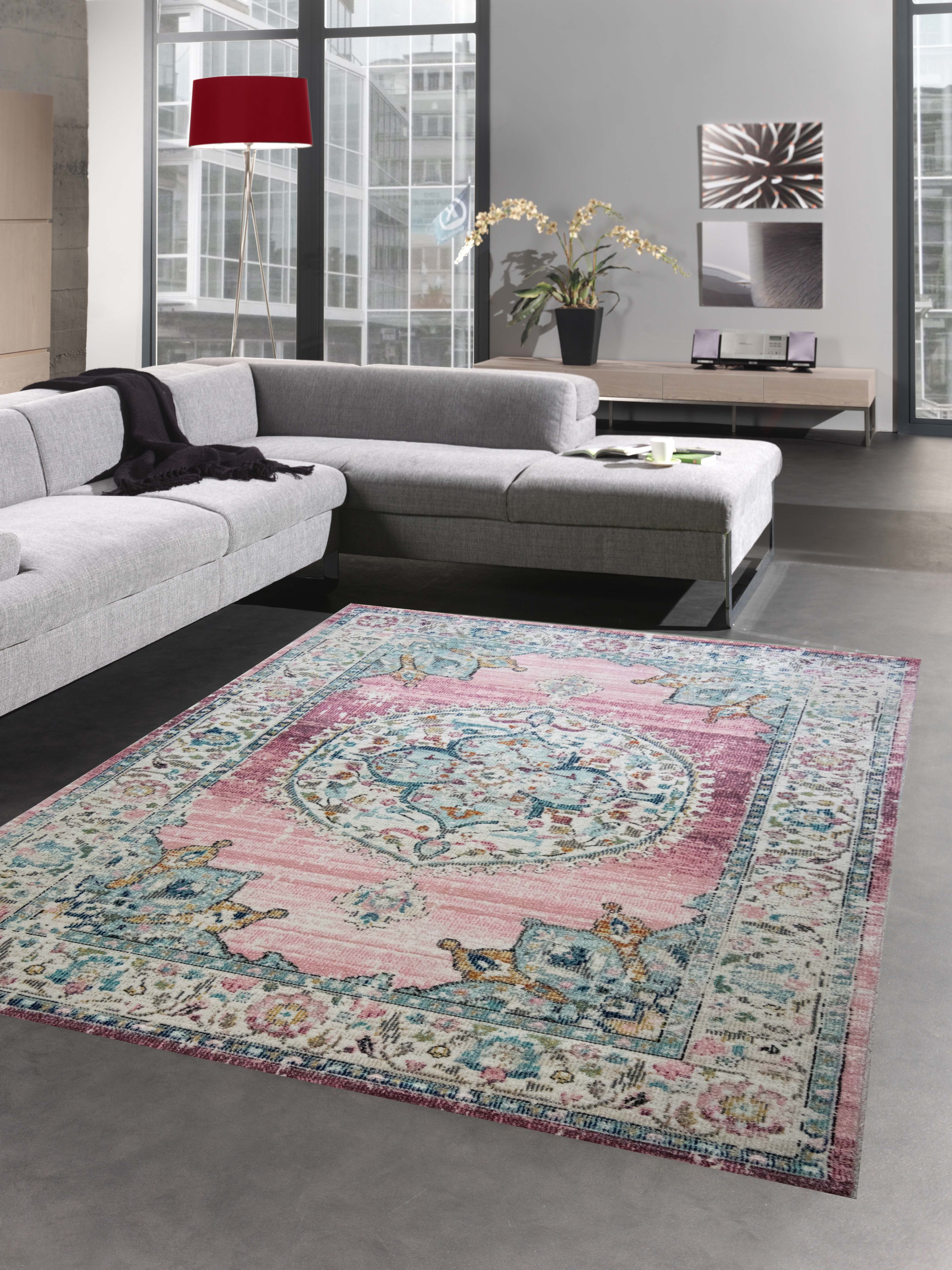 Carpetia, rosa, 4 in Outdoorteppich rechteckig, mm Teppich Ornamente Orientteppich Höhe: Outdoor Wohnzimmerteppich