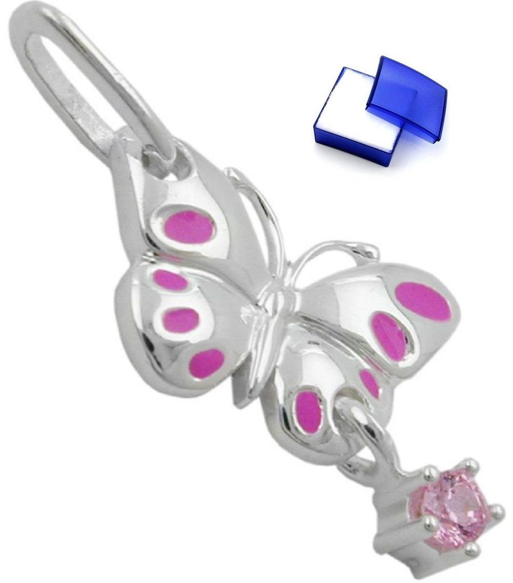 unbespielt Kettenanhänger mit mm inklusive Kinder pink Silberschmuck Schmetterling x 8 925 14 Schmuckbox, für Anhänger Silber Zirkonia