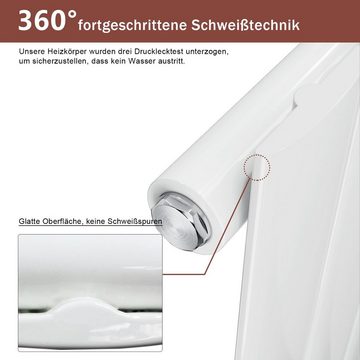 ELEGANT Heizkörper Design heizkörper Flach Vertikal Mittelanschluss Weiß, 1600/1800x311mm mit Multiblock, Warmwasser, Einlagig / Doppellagig