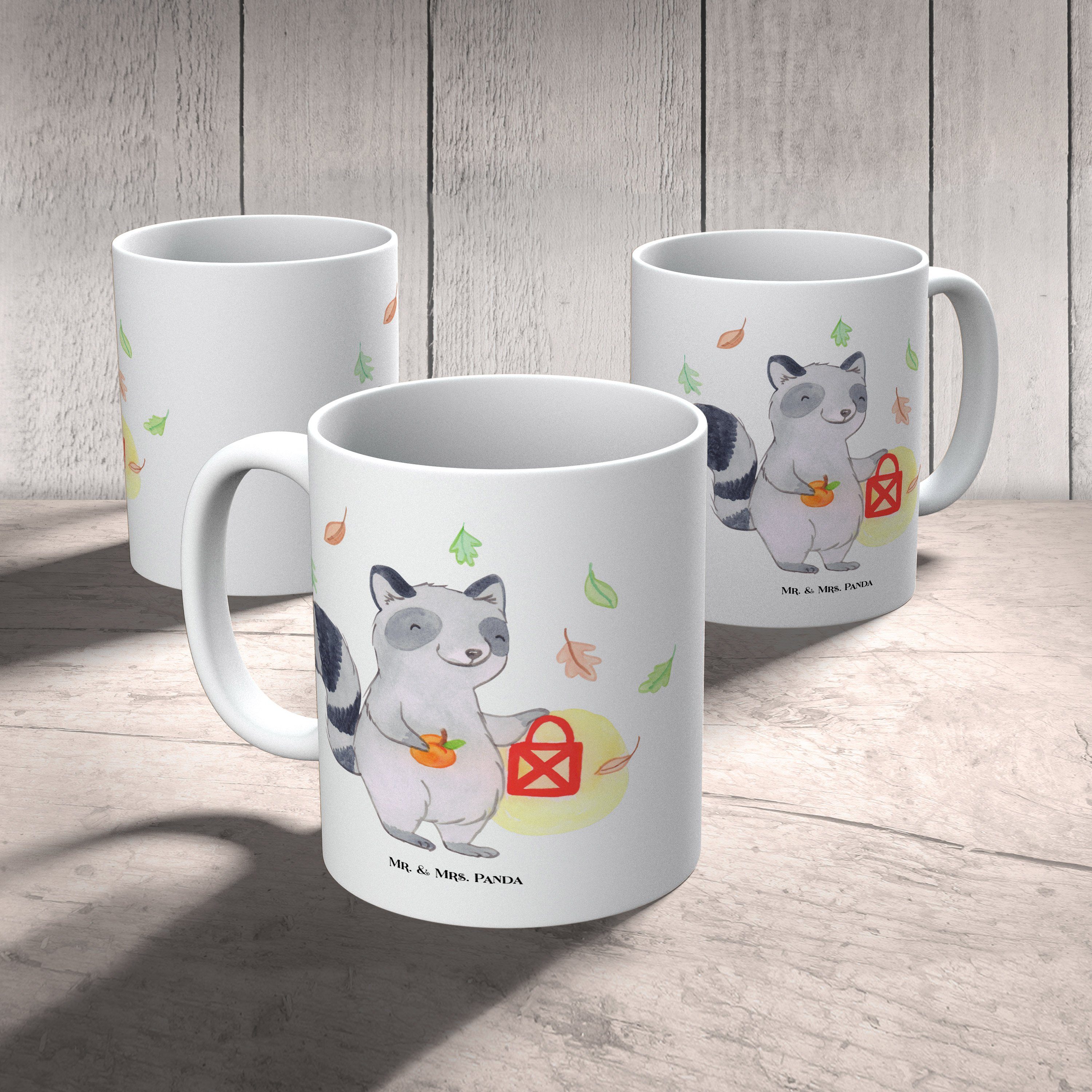 Mr. & - Hal, Laterne Waschbär Tasse - Weiß Panda Geschenk, Keramik Kaffeetasse, Tasse, Teetasse, Mrs