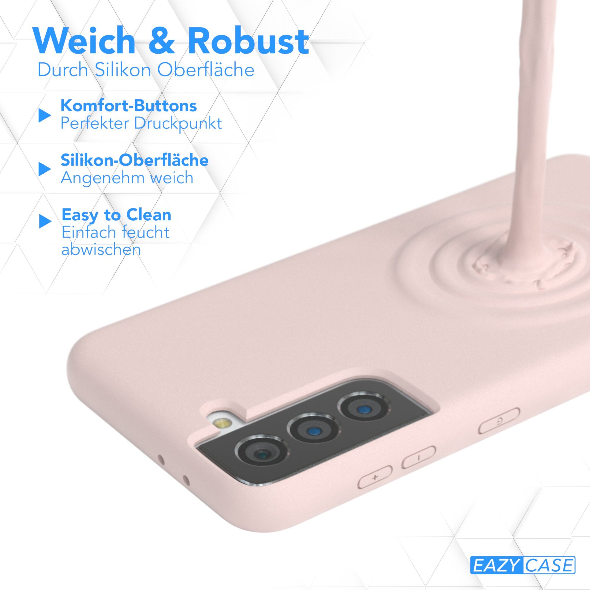 EAZY CASE Handykette Silikon Kette für Samsung Galaxy S21 6,2 Zoll, Umhängeband Kordel Hülle mit Band Schutzhülle Bumper Etui Matt Rosé – Bild 5 von 5
