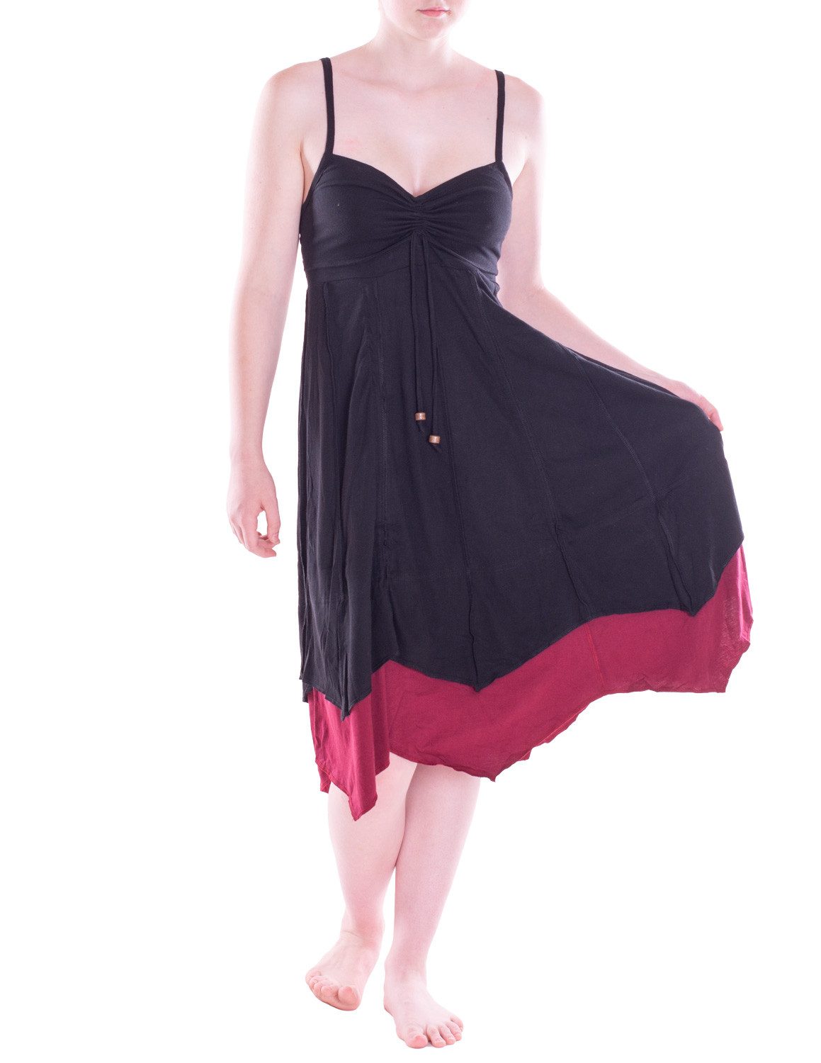 Midikleid Damen Wadenlang Kleid Baumwolle Fantasie A-Linie Rückenfrei