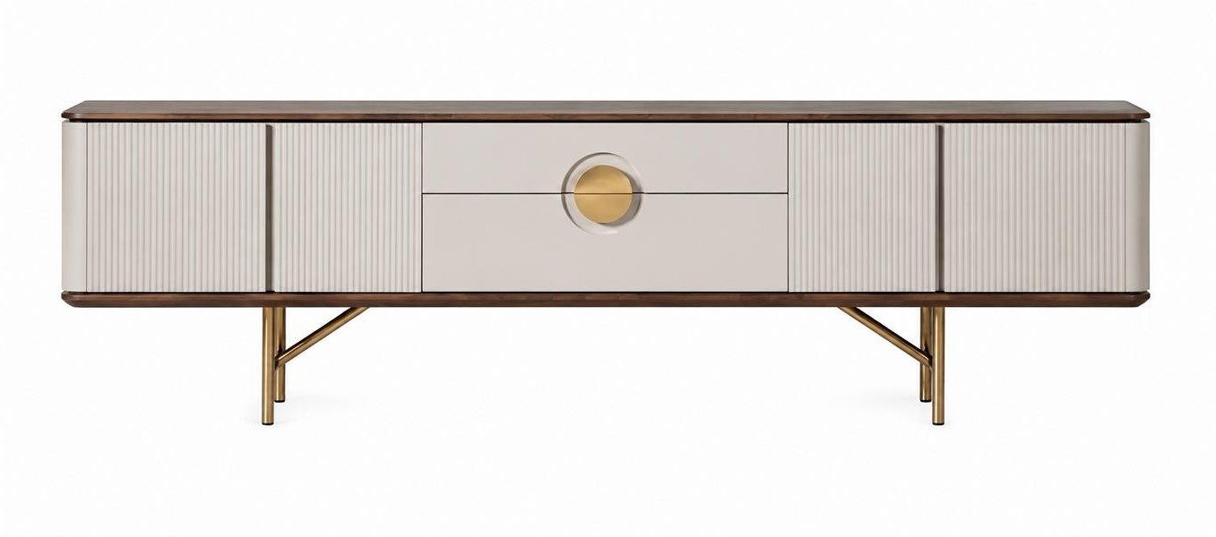 Xlmoebel TV-Wand Beige TV-Wand im modernen Design aus Holz für das Wohnzimmer, (1-St), Made in Europa