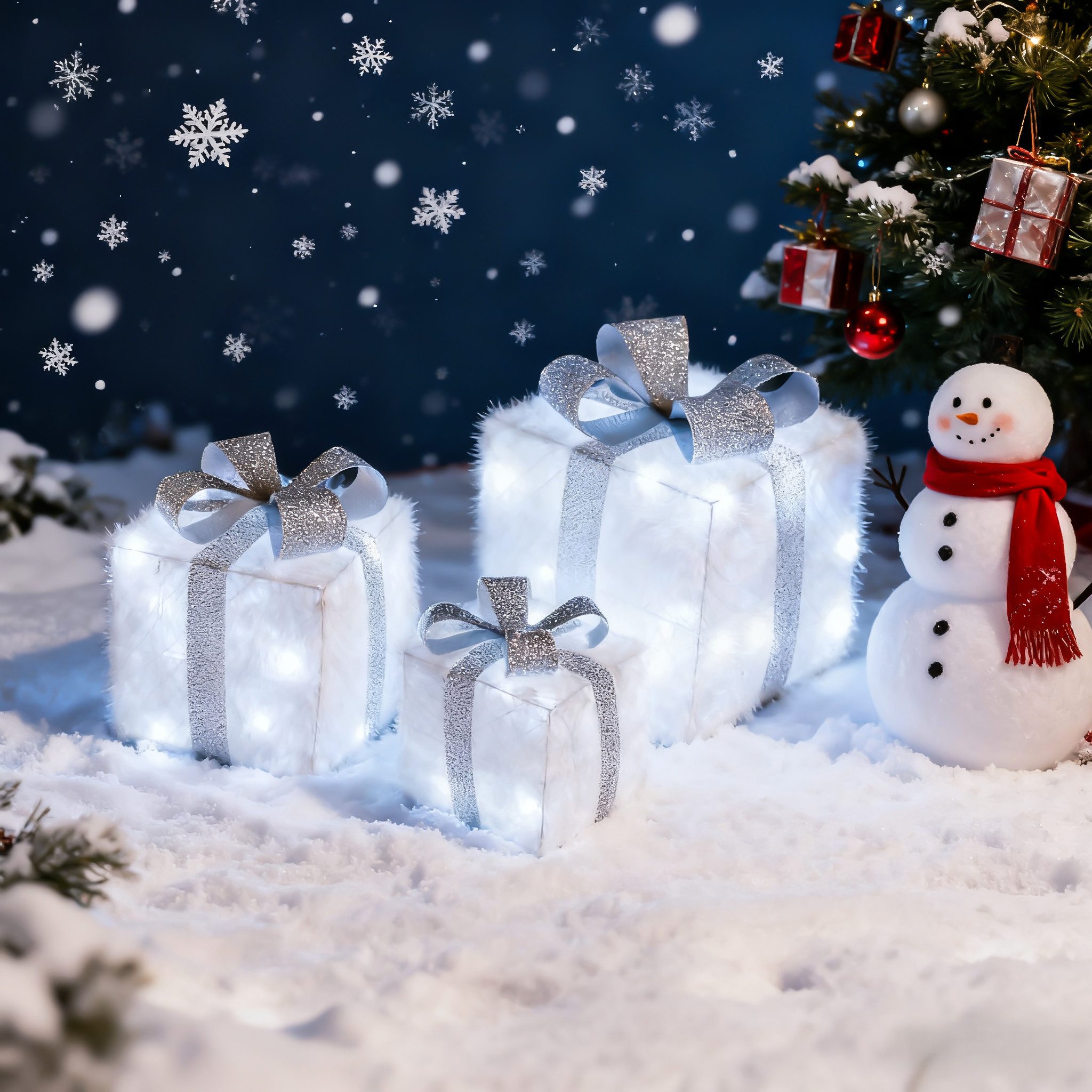CCLIFE Weihnachtsfigur LED Geschenkbox 3er, Netzstecker günstig online kaufen