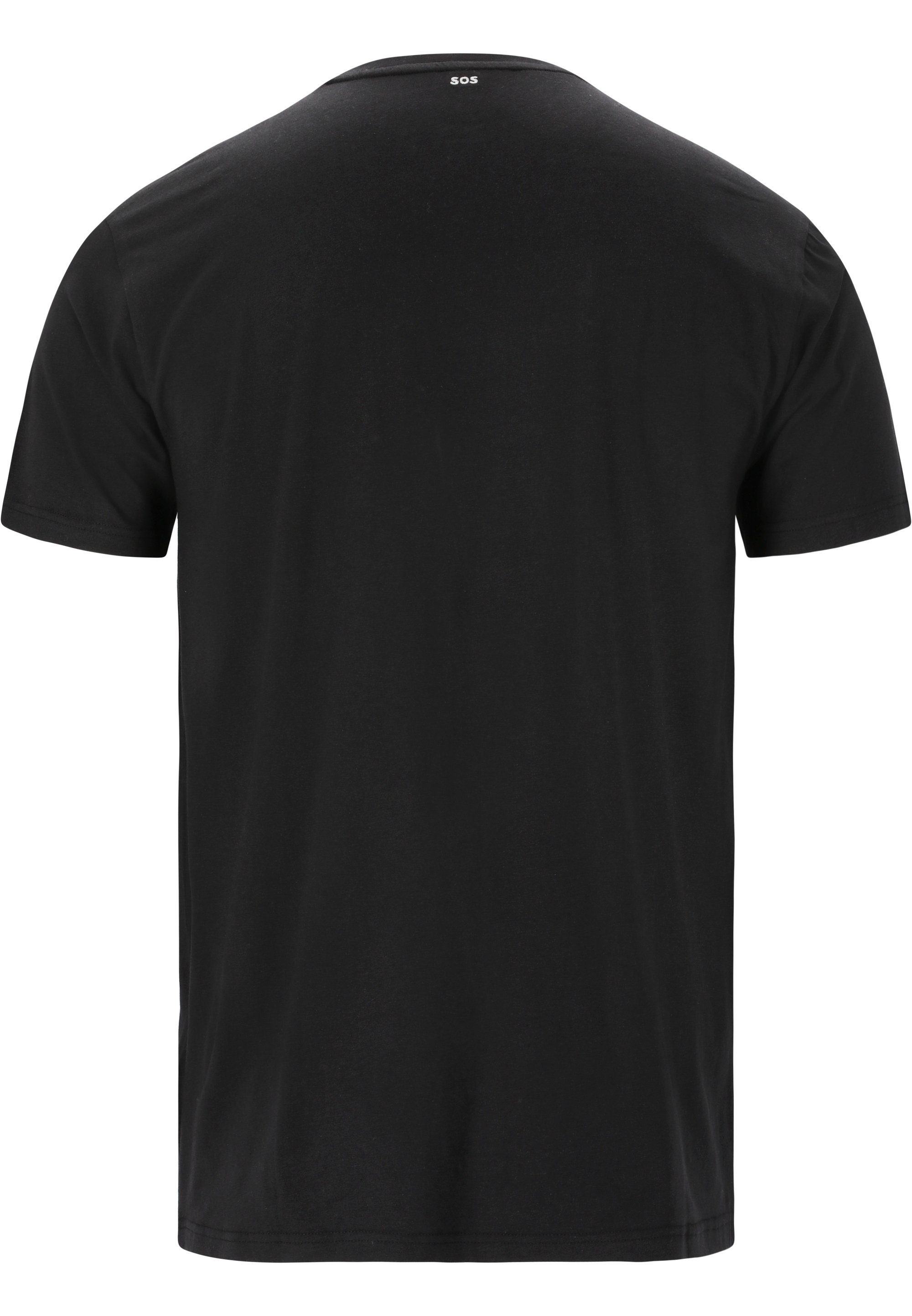 SOS T-Shirt Kobla Front (1-tlg) aufgesticktem Markenlogo mit der auf schwarz
