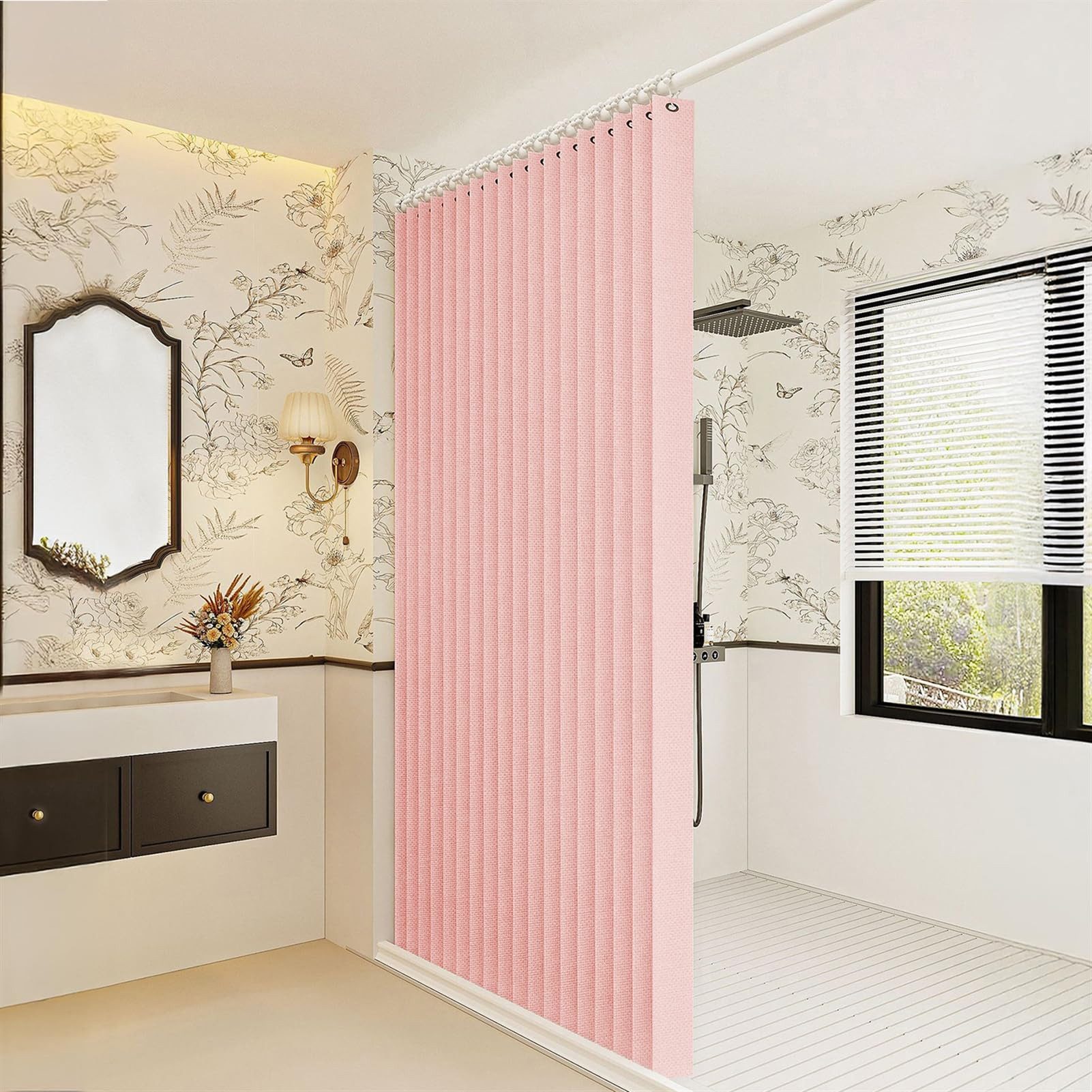 Minicloss Duschvorhang Wasserdichter Magnet-Falt-Duschvorhang, Verdickter Leinenoptik-Vorhang Breite 100 cm (1-tlg), Ideal für Badezimmer, Türrahmen, Schlafzimmer und als Raumteiler