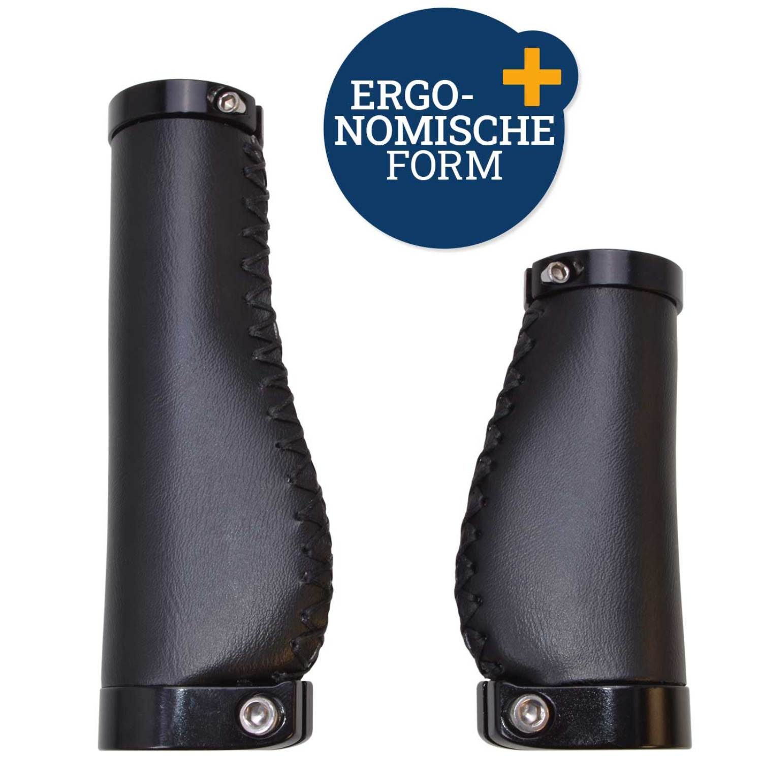 Diedrich Filmer GmbH Fahrradlenkergriff Fahrrad-Griffe Ergonomisch für Drehgriff Schaltung (2x Lenkergriffe, 2-St., Set), Set Kurz Lang Lenker-Griffe Ergo PU Leder Lenkergriffe Fahrradgriffe