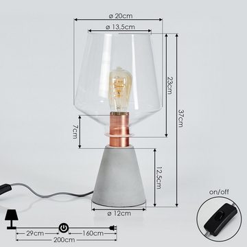 hofstein Tischleuchte »Sarissola« Tischlampe aus Beton/Metall/Glas in Grau/Kupferfarben, ohne Leuchtmittel, Tischleuchte m. An-/Ausschalter am Kabel, Ø20cm, Höhe 37cm, 1xE27