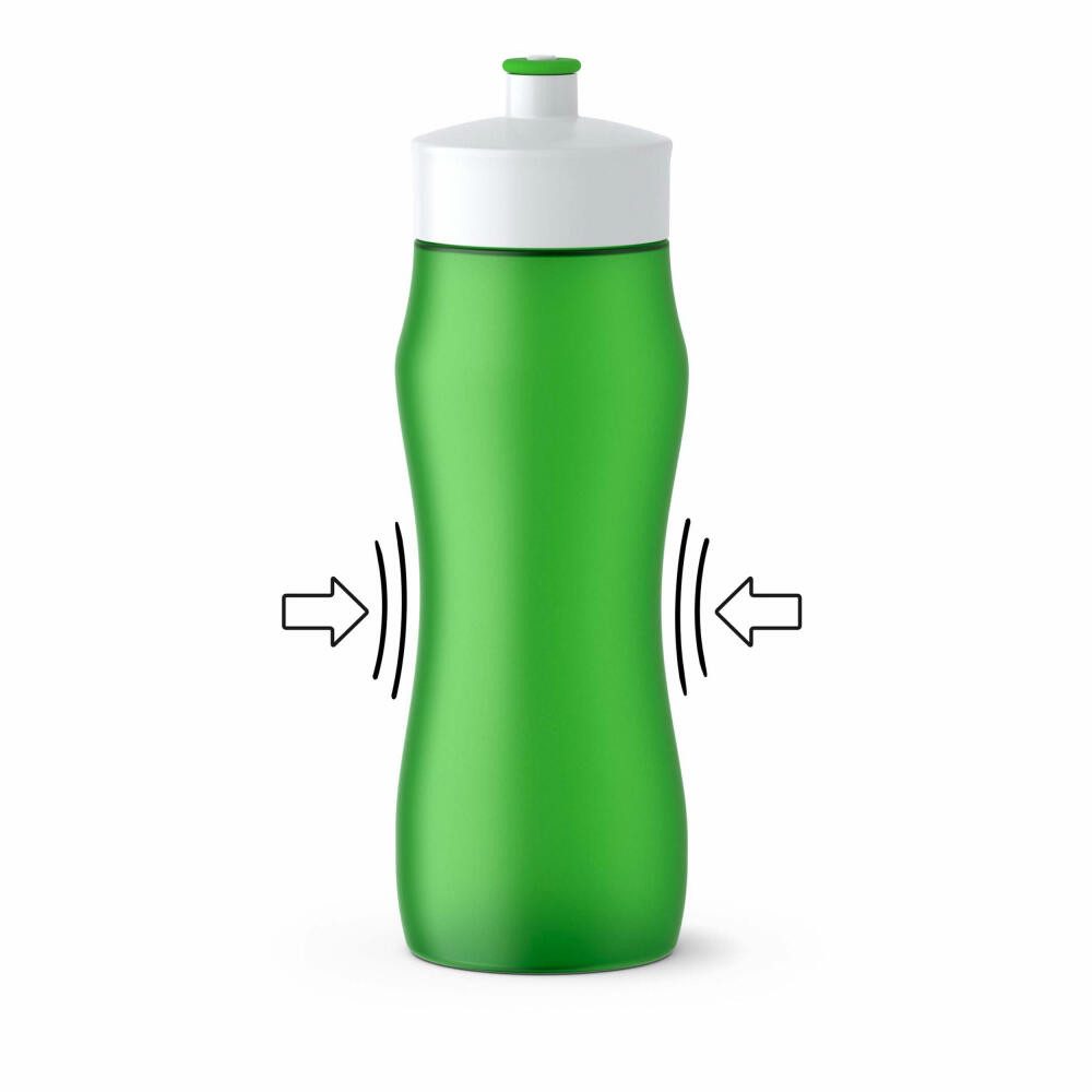 Emsa Trinkflasche Squeeze Sport Grün, Einhändiges Trinken