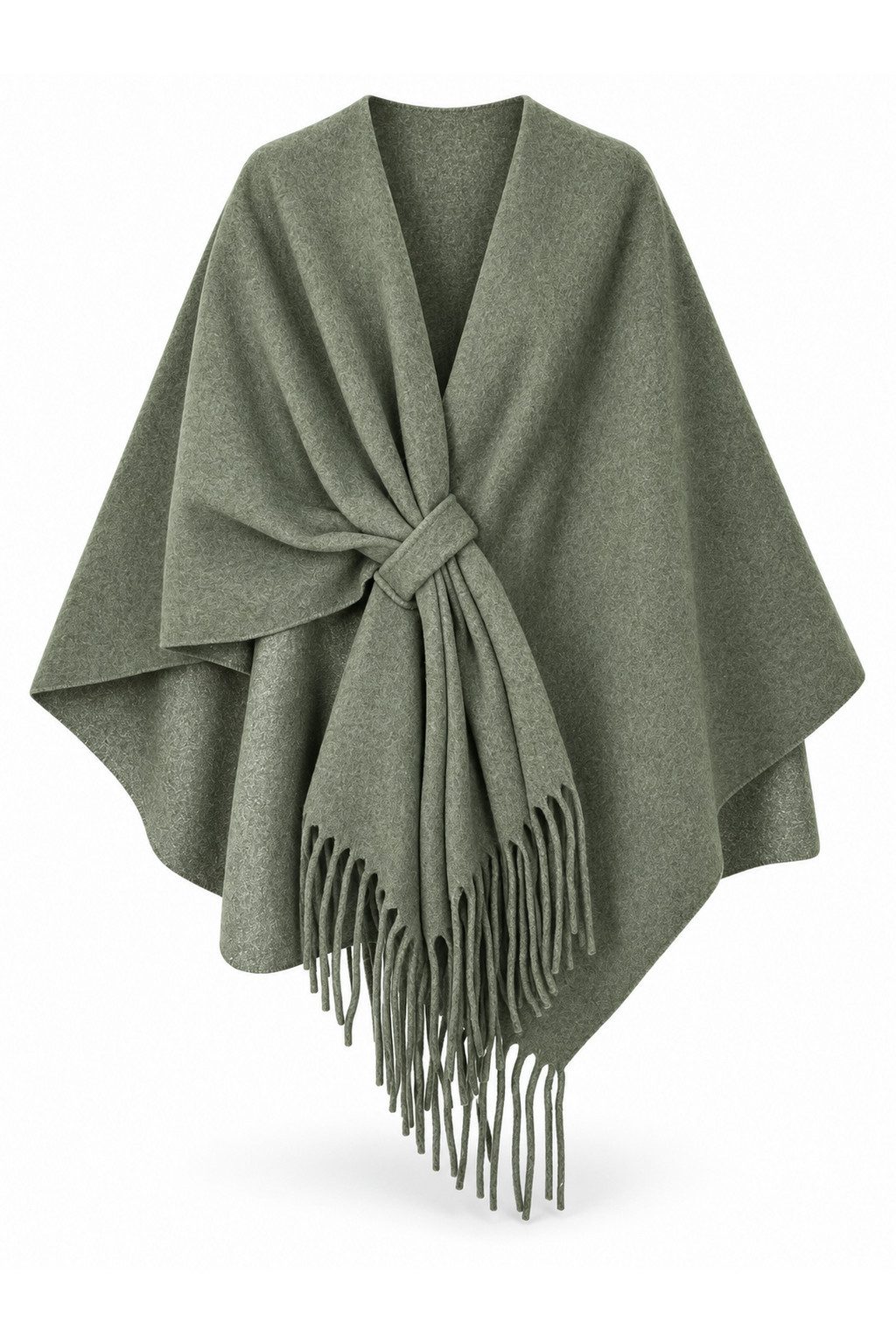 ITALY VIBES Strickponcho - Modischer Poncho mit Fransen und Wollanteil für Damen