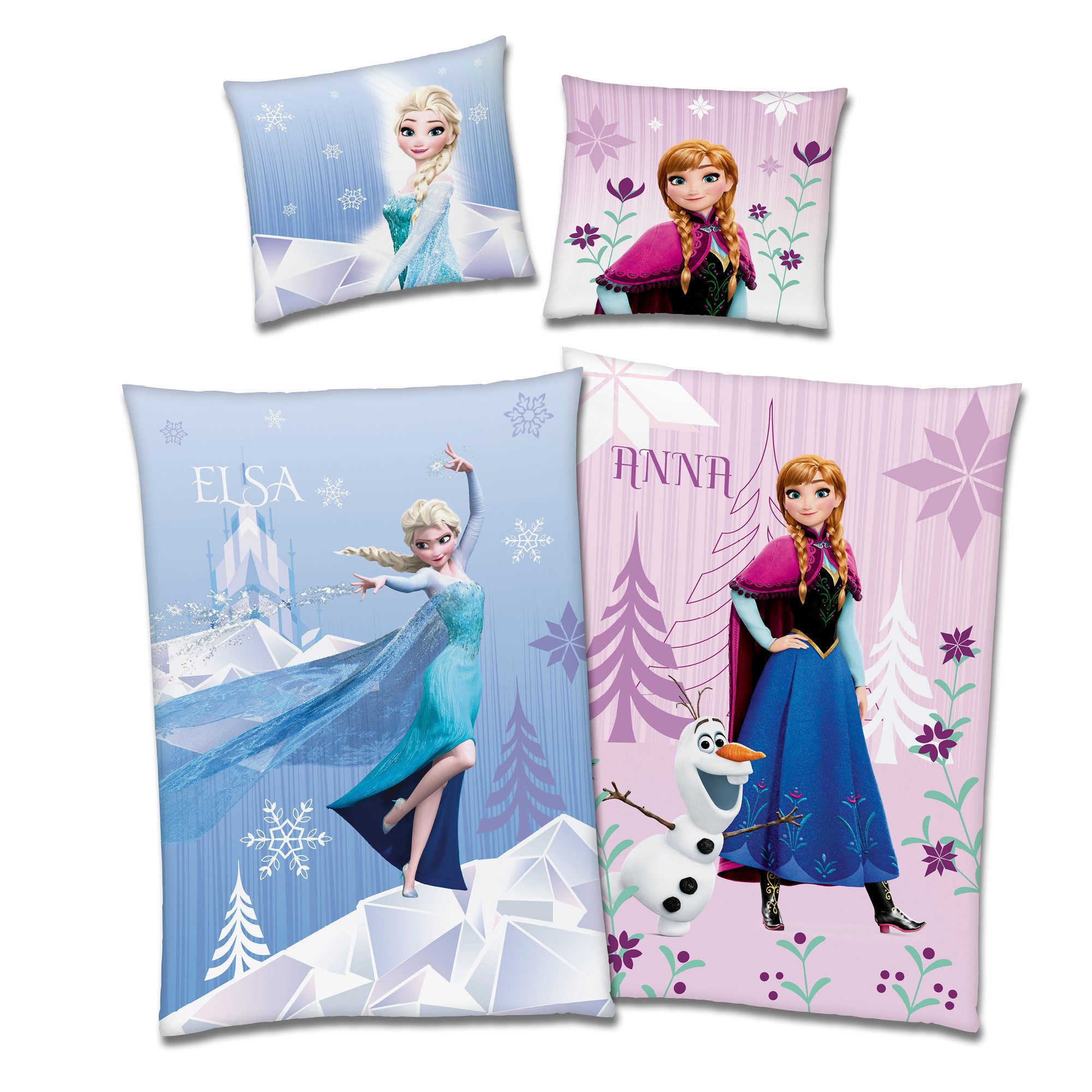 Familando Kinderbettwäsche Set Disney Frozen Die Eiskönigin 135x200 + 80x80 günstig online kaufen