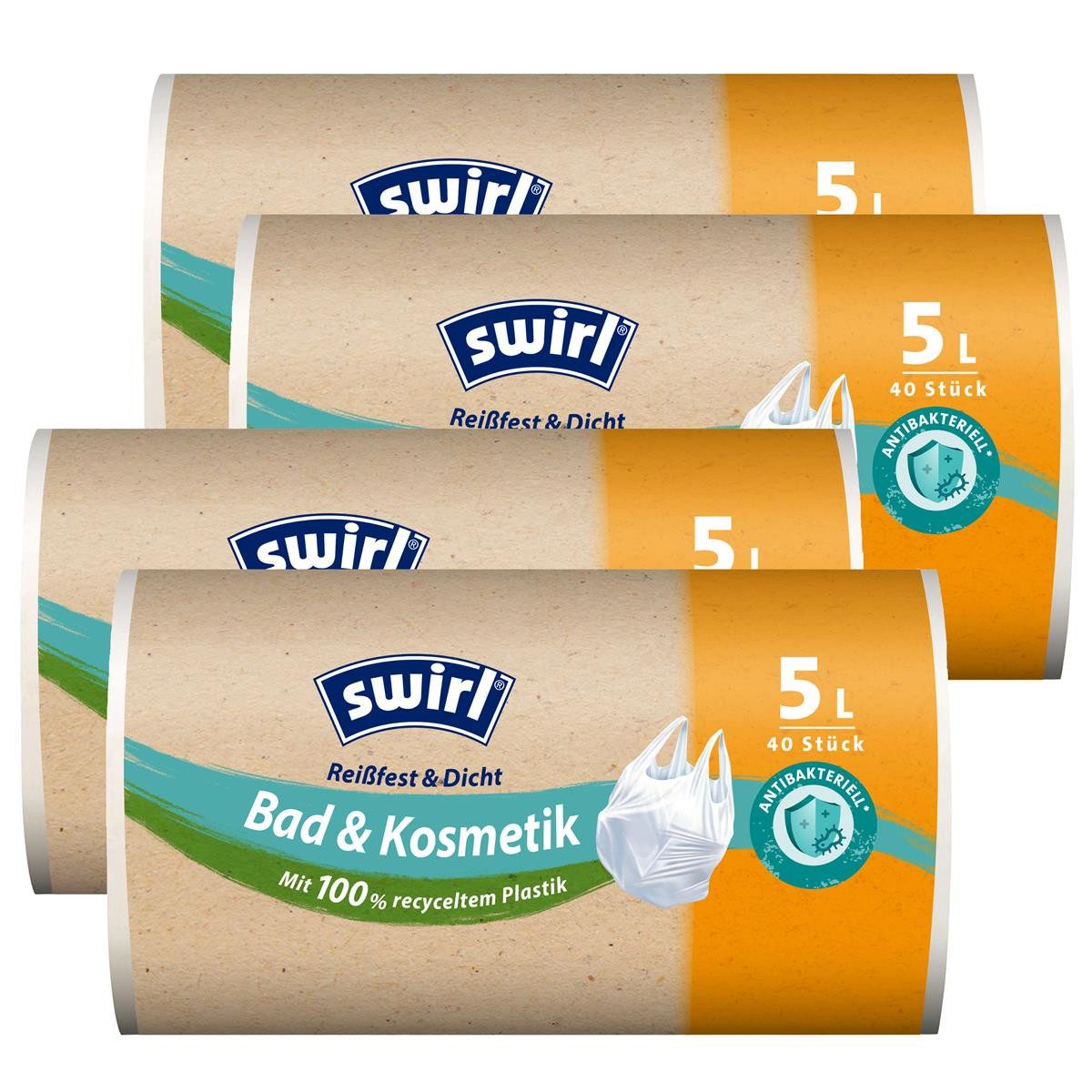 Müllbeutel 4x Swirl Tragegriff Müllbeutel 5L (40 stk./Rolle)