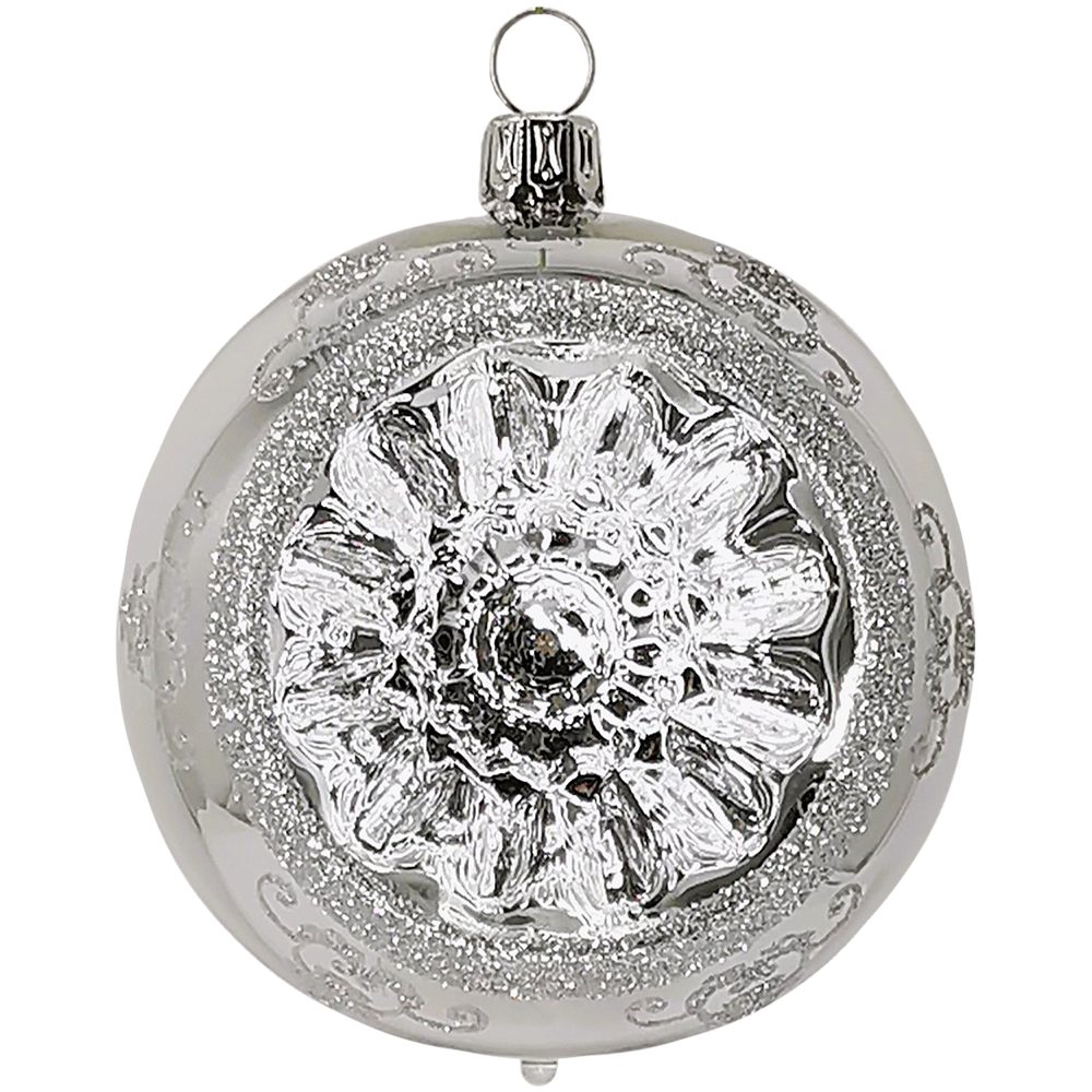 Schatzhauser Weihnachtsbaumkugel Reflexkugel, Renaissanceband, silber glanz (1 St), mundgeblasen, handbemalt