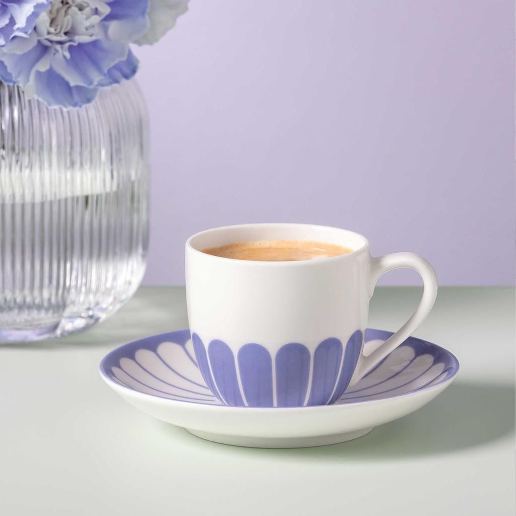Villeroy & Boch Tasse Fleur Couleur Espressotasse mit Untertasse 70 ml, 1-tlg., Porzellan
