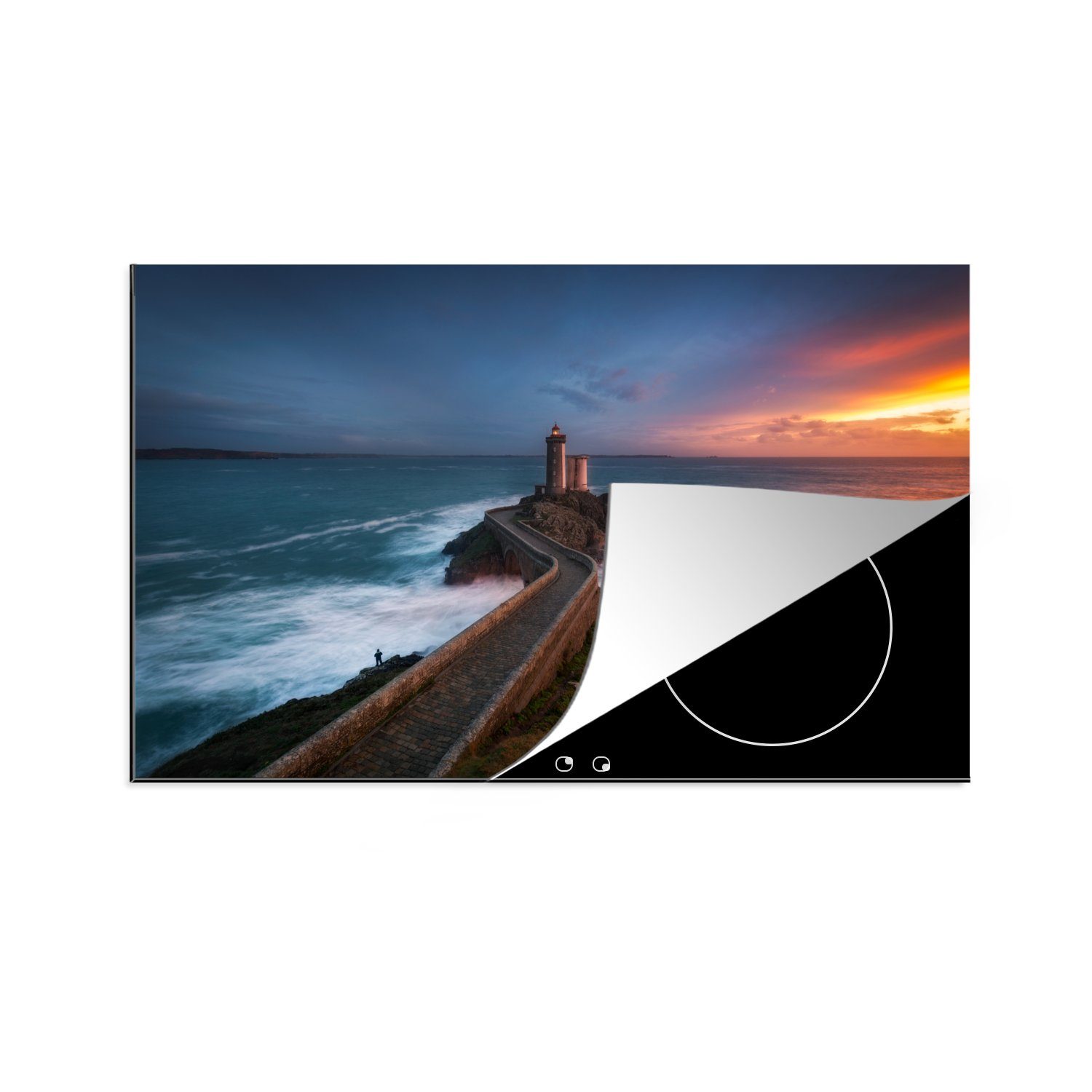 MuchoWow Herdblende-/Abdeckplatte Sonnenuntergang in der Bretagne, Vinyl, (1 tlg), 81x52 cm, Induktionskochfeld Schutz für die küche, Ceranfeldabdeckung
