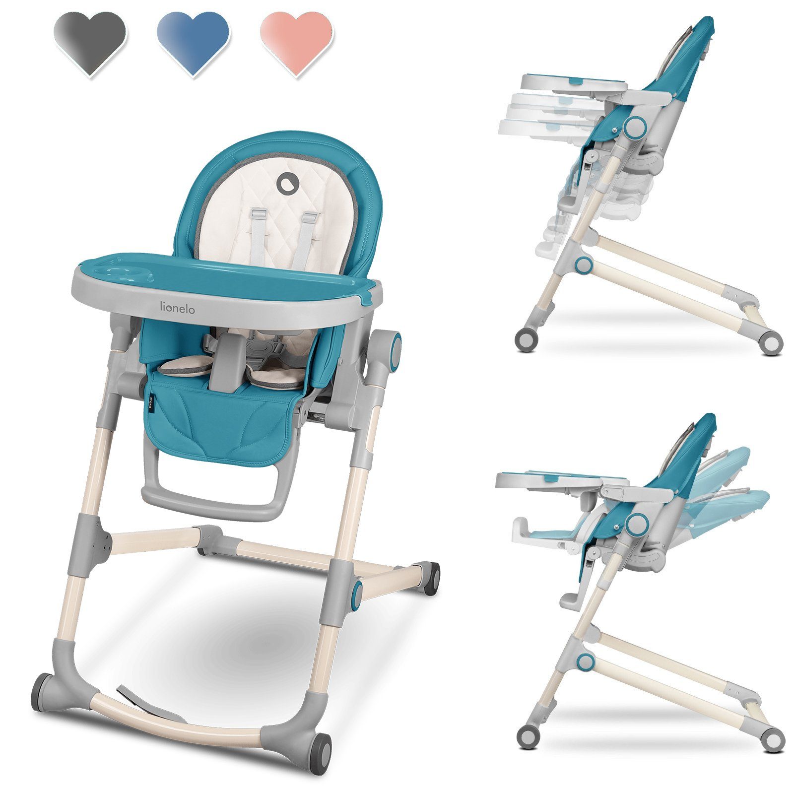 lionelo Hochstuhl Cora (Set), 5-Punkt-Gurt/Sicheres Design/Verstärkte günstig online kaufen