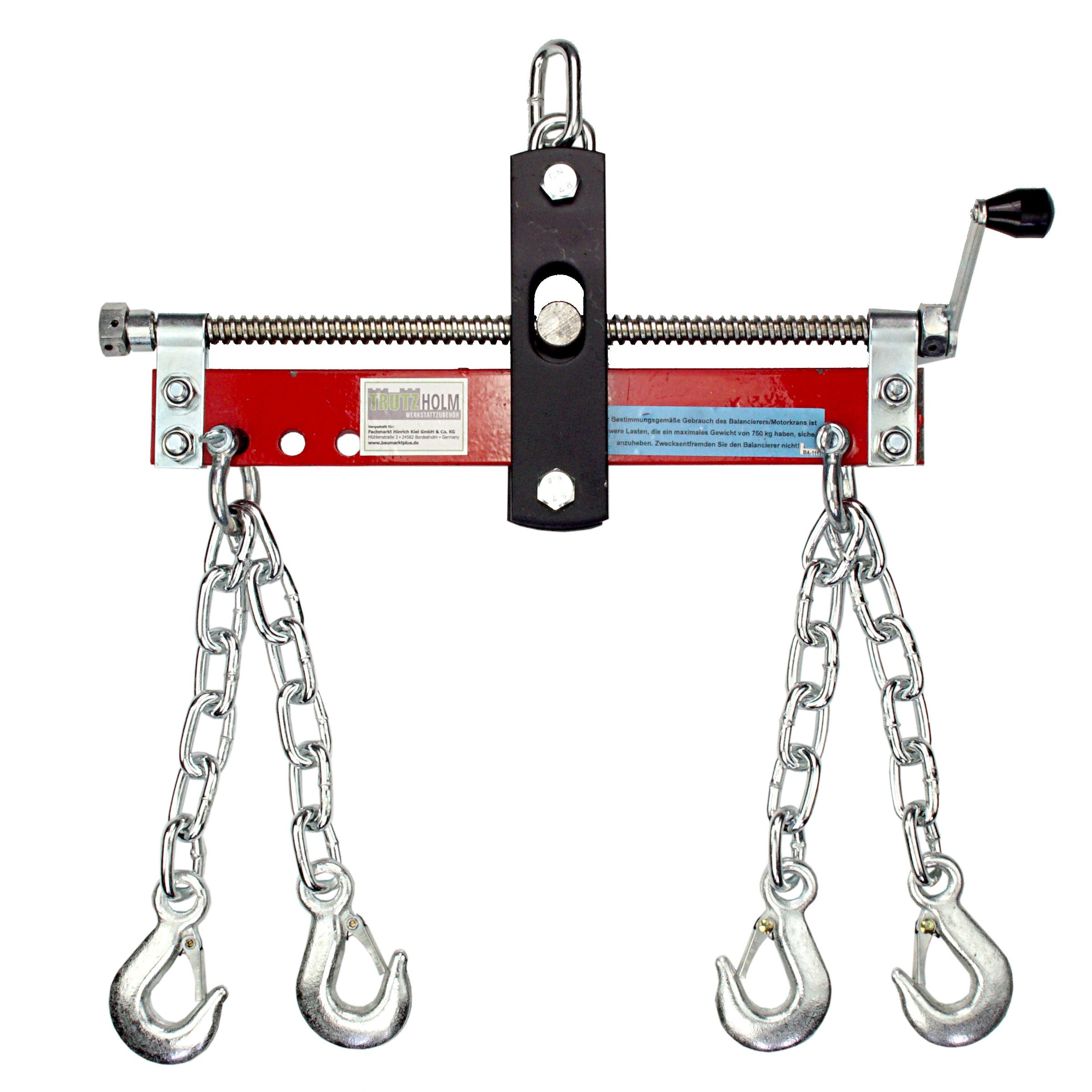 TRUTZHOLM Werkstattkran Balancierer Positionierer für Motorkran Kran Hebekran 750 kg, Set 1-St. Ideal für Wartungsarbeiten