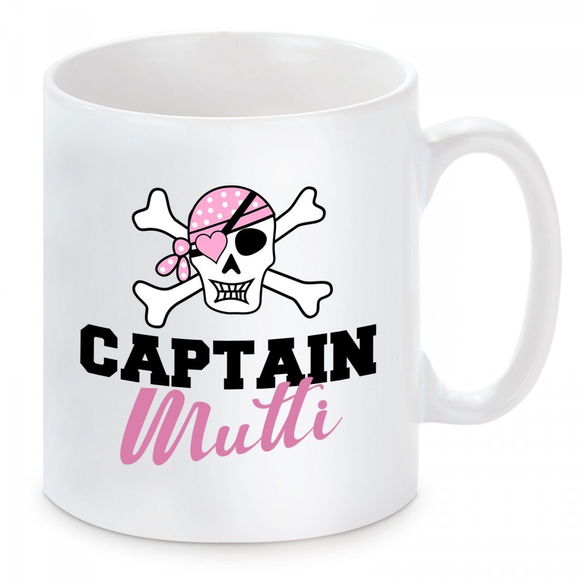 Herzbotschaft Tasse Kaffeebecher mit Motiv Captain Mutti, Keramik, Kaffeetasse spülmaschinenfest und mikrowellengeeignet