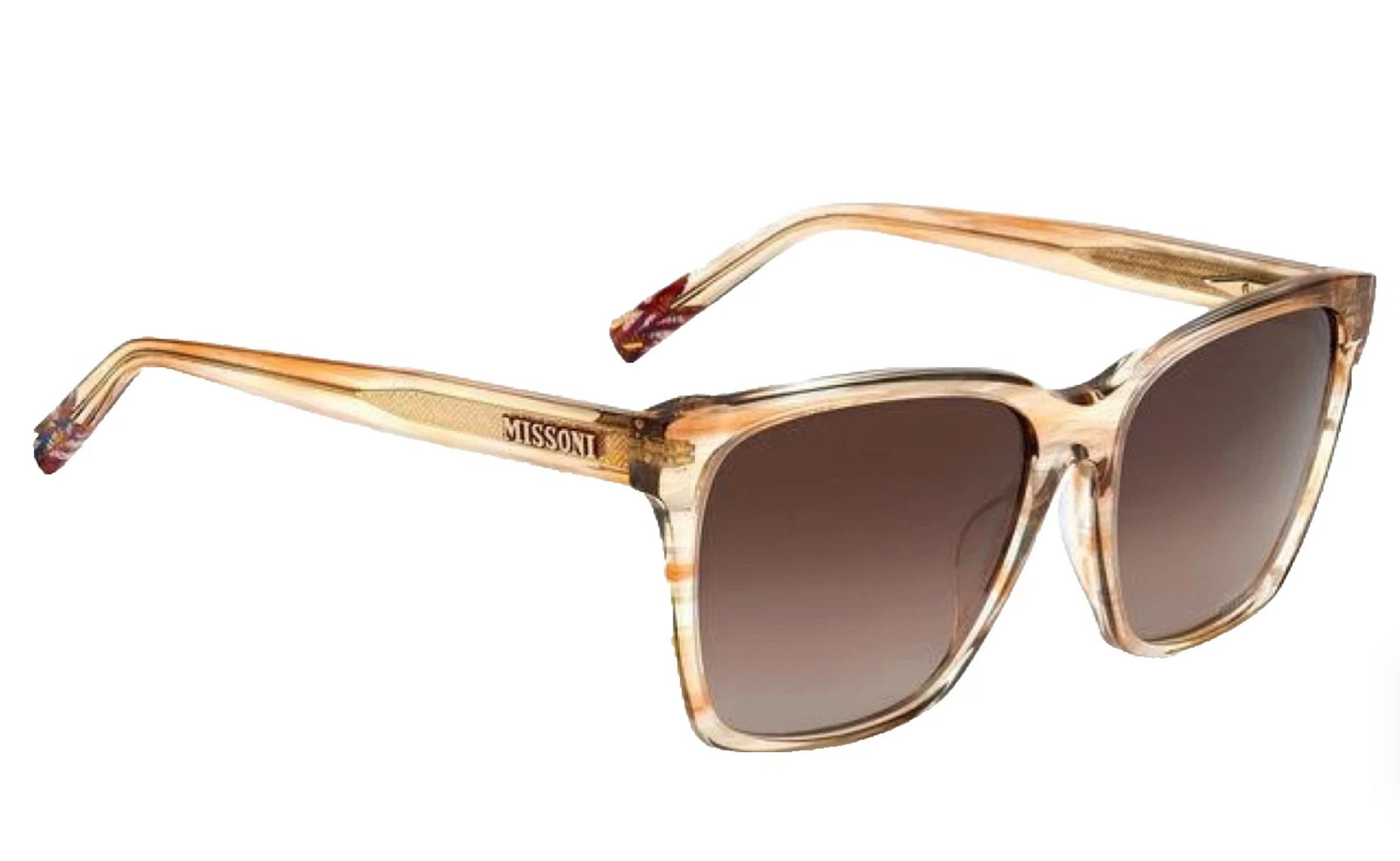 Missoni Sonnenbrille Unisex Brille Transparent Beige Hornoptik Verlaufsgläser in Braun – oben dunkel, unten heller