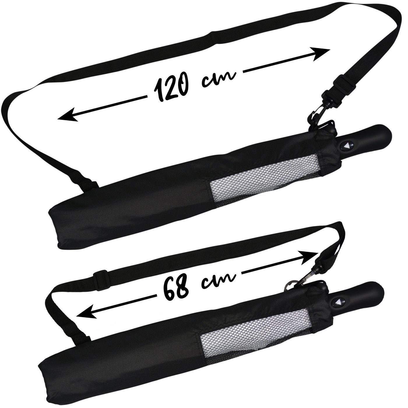 iX-brella Taschenregenschirm Trekking Golf-Taschenschirm XXL 124cm riesigem schwarz mit Umhängetasche, mit Dach-Durchmesser