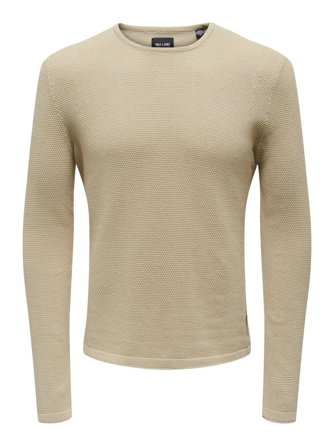 Langarm Basic 4421 ONSPANTER Sweater Dünner in ONLY Rundhals Strickpullover Beige Strickpullover SONS &