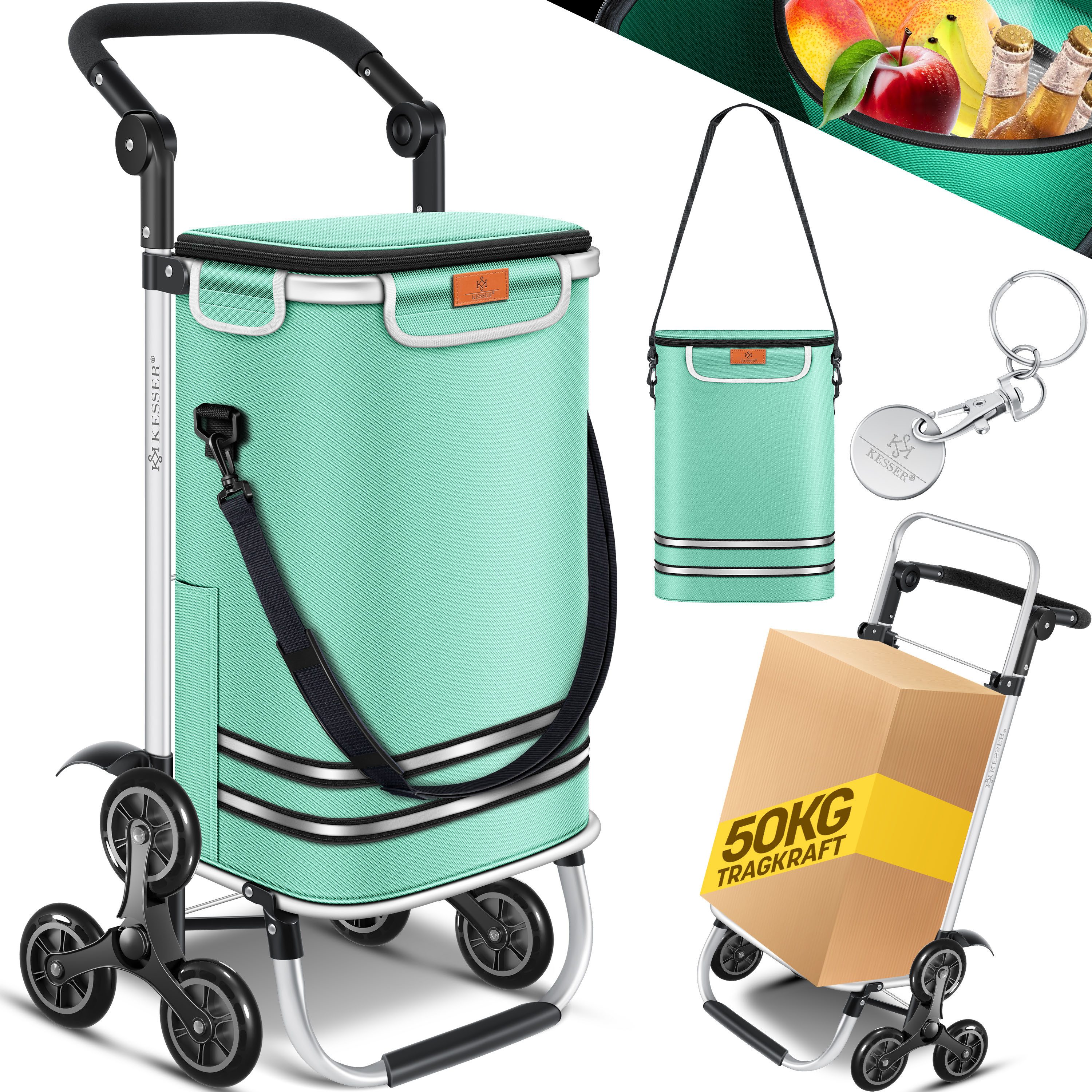 KESSER Einkaufstrolley, Einkaufstrolley mit Kühlfach ideal für Stufen belastbar bis 50kg
