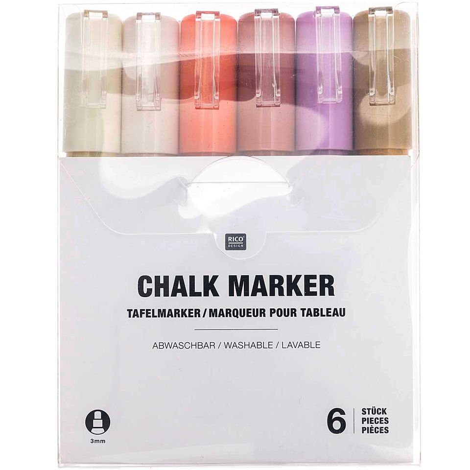 Rico Design Marker Tafelmarker Kreidestifte Flüssigkreide Set 3mm 6 Farben