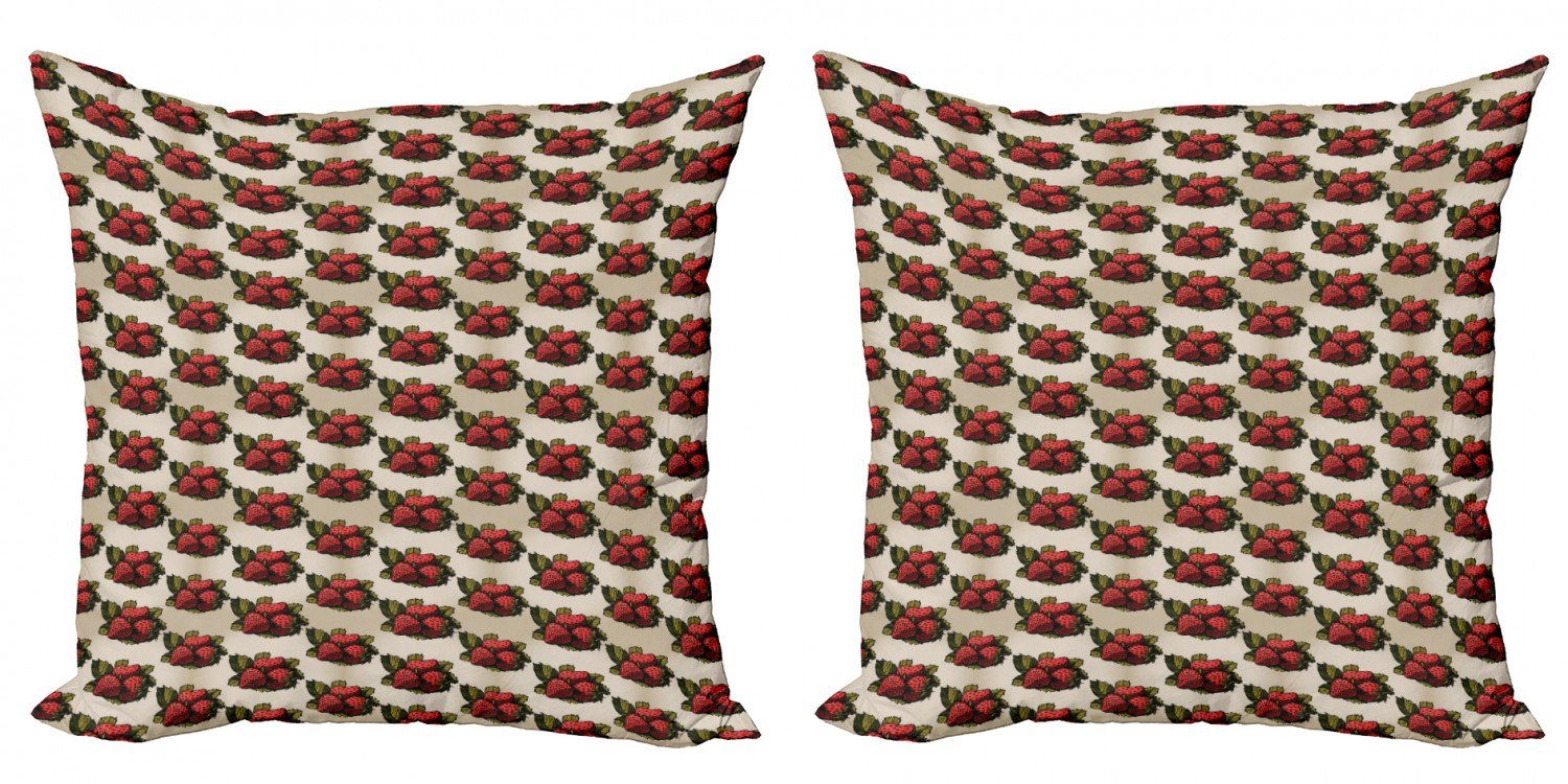 Kissenbezüge Modern Accent Doppelseitiger Digitaldruck, Abakuhaus (2 Stück), Erdbeere Hand gezeichnete Früchte