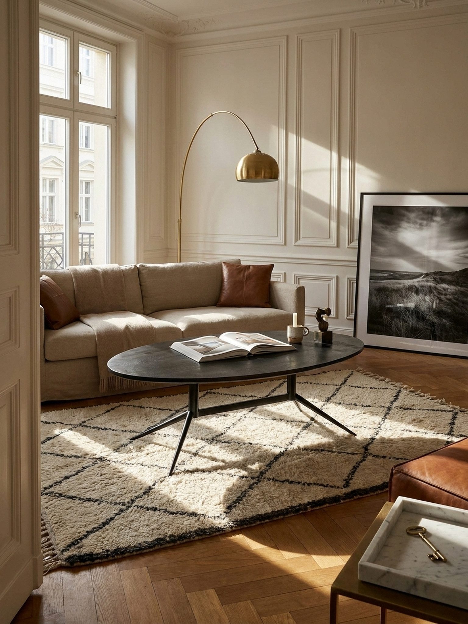 KADIMA DESIGN Couchtisch Couchtisch 90x50x35 cm Mango Massivholz Metall Schwarz Sofatisch Oval (Kaffeetisch Wohnzimmer Modern), Design Wohnzimmertisch mit natürlicher Holzmaserung