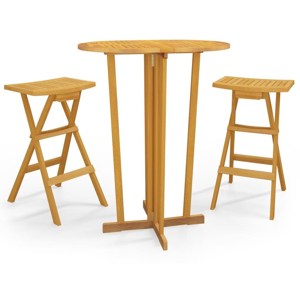 vidaXL Gartenbar-Set, 3-tlg. Bar-Set Klappbar Massivholz Teak