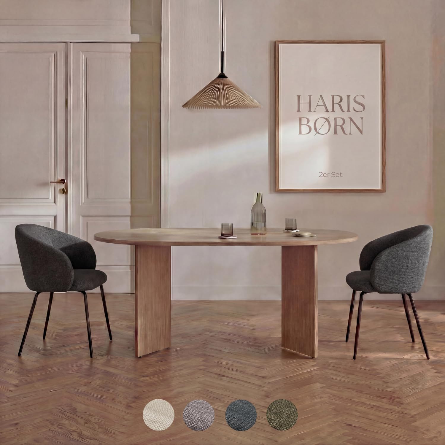 Haris Børn Esszimmerstuhl NØR (versch. Farben) - Bequeme Polster Esszimmerstühle mit Armlehne (Set, 2 St), Premium Esstisch Stühle & Wohnzimmerstühle - Moderne Stühle Esszimmer