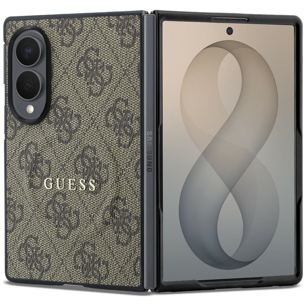Guess Handyhülle Galaxy Z Fold 8 Case MagSafe Kunstleder rosa braun grau Logo golden 7,6 Zoll, Kantenschutz