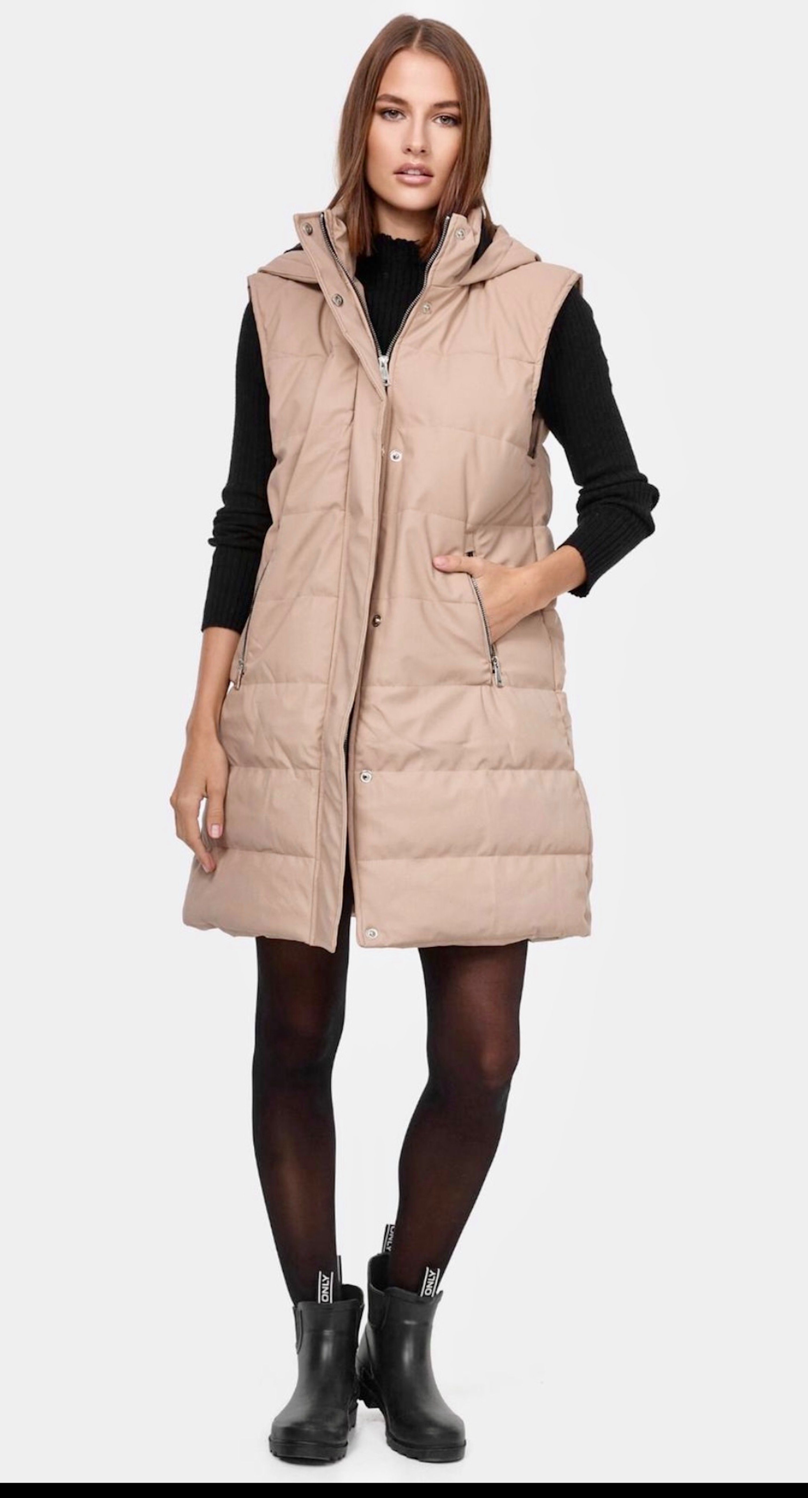Steppweste Worldclassca Damen Steppweste lang mit Kapuze Winter Kunstleder S-XL