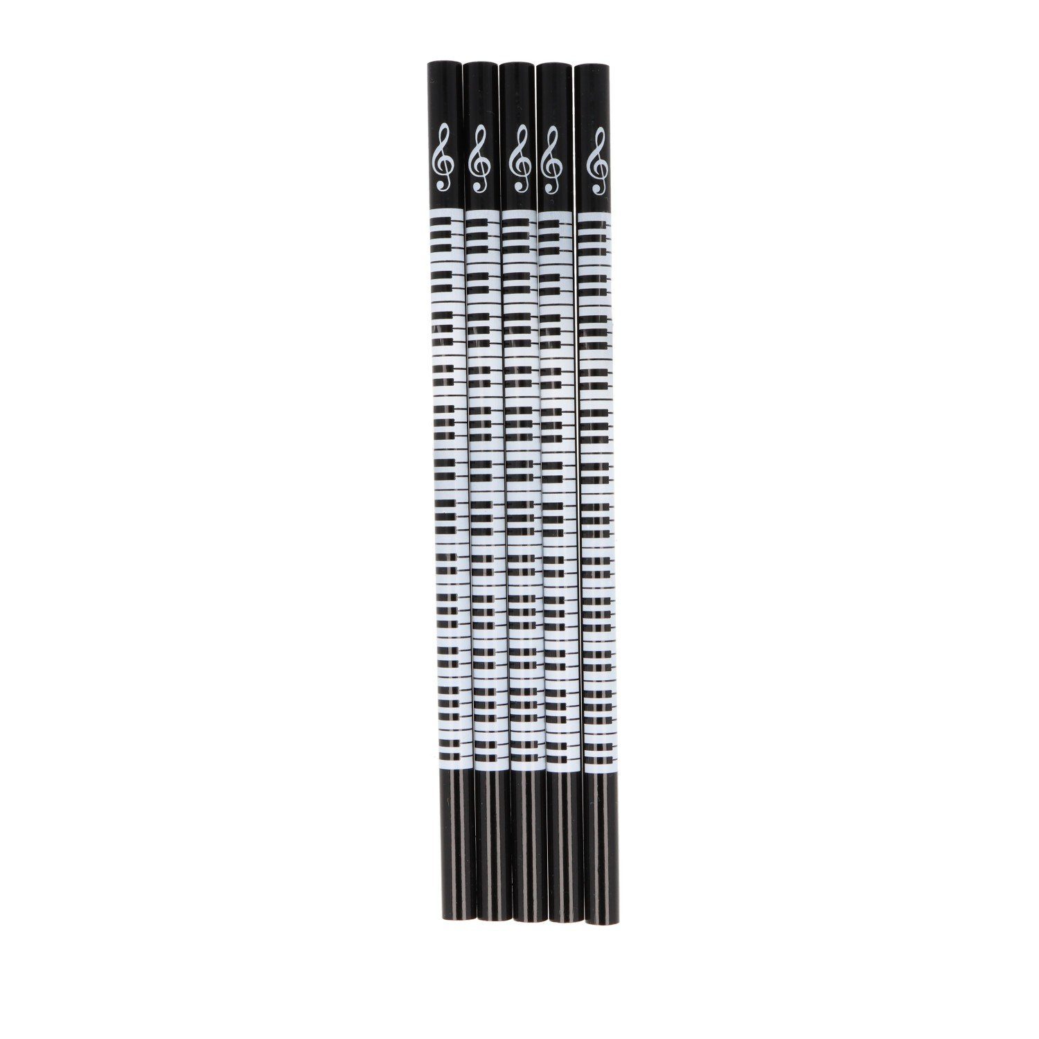 Musikboutique Bleistift, mit Keyboard und Notenschlüssel Motiv, Farbe schwarz, 5 Stück