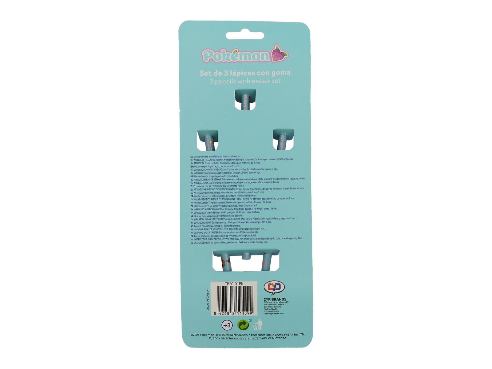POKÉMON Bleistift Set 3 teilig mit dekorativem Radiergummi Schulzubehör, (3-tlg)